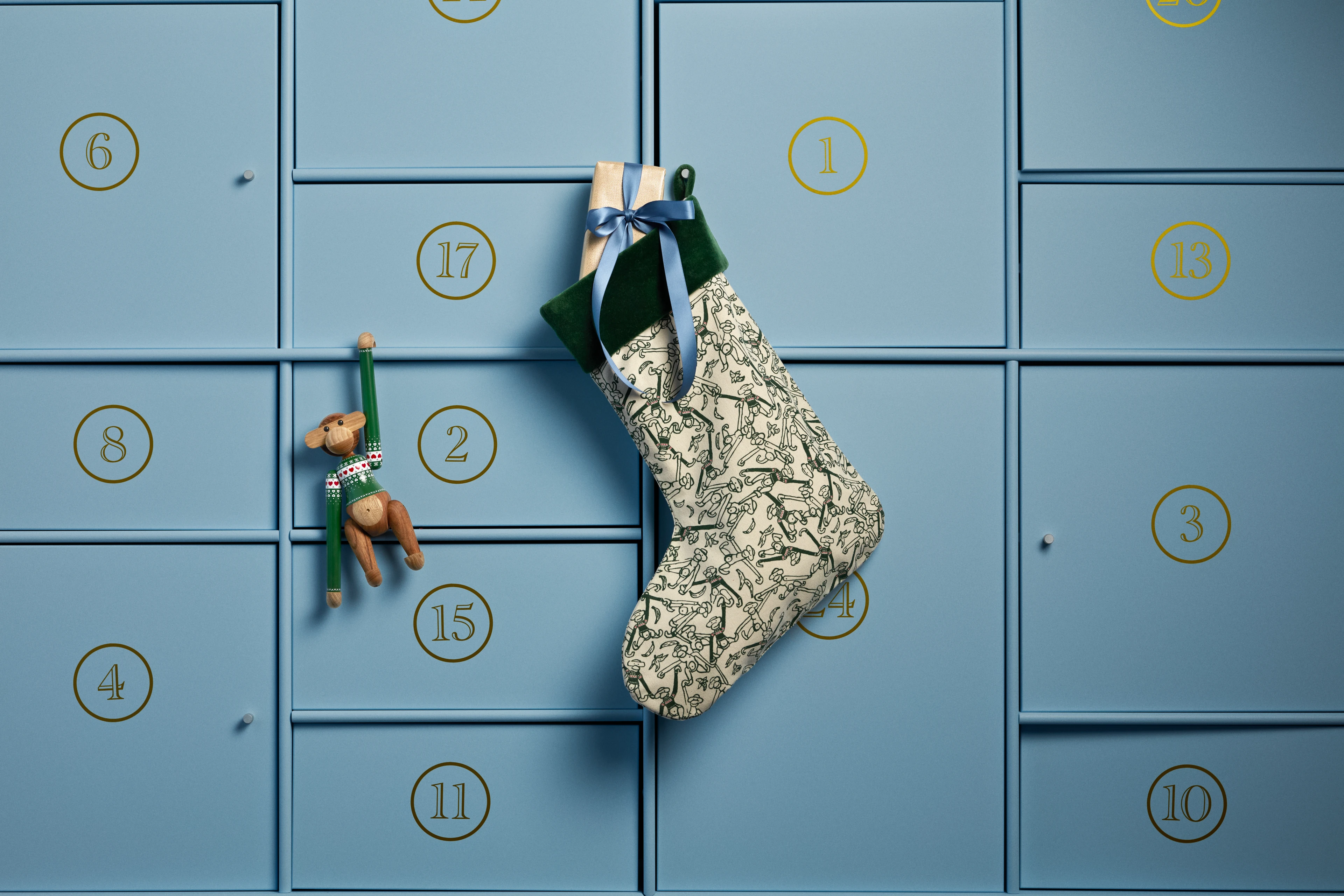 Kay Weihnachtssocke 2025 von Kay Bojesen in der Farbe Grün, hergestellt aus Baumwollmischung