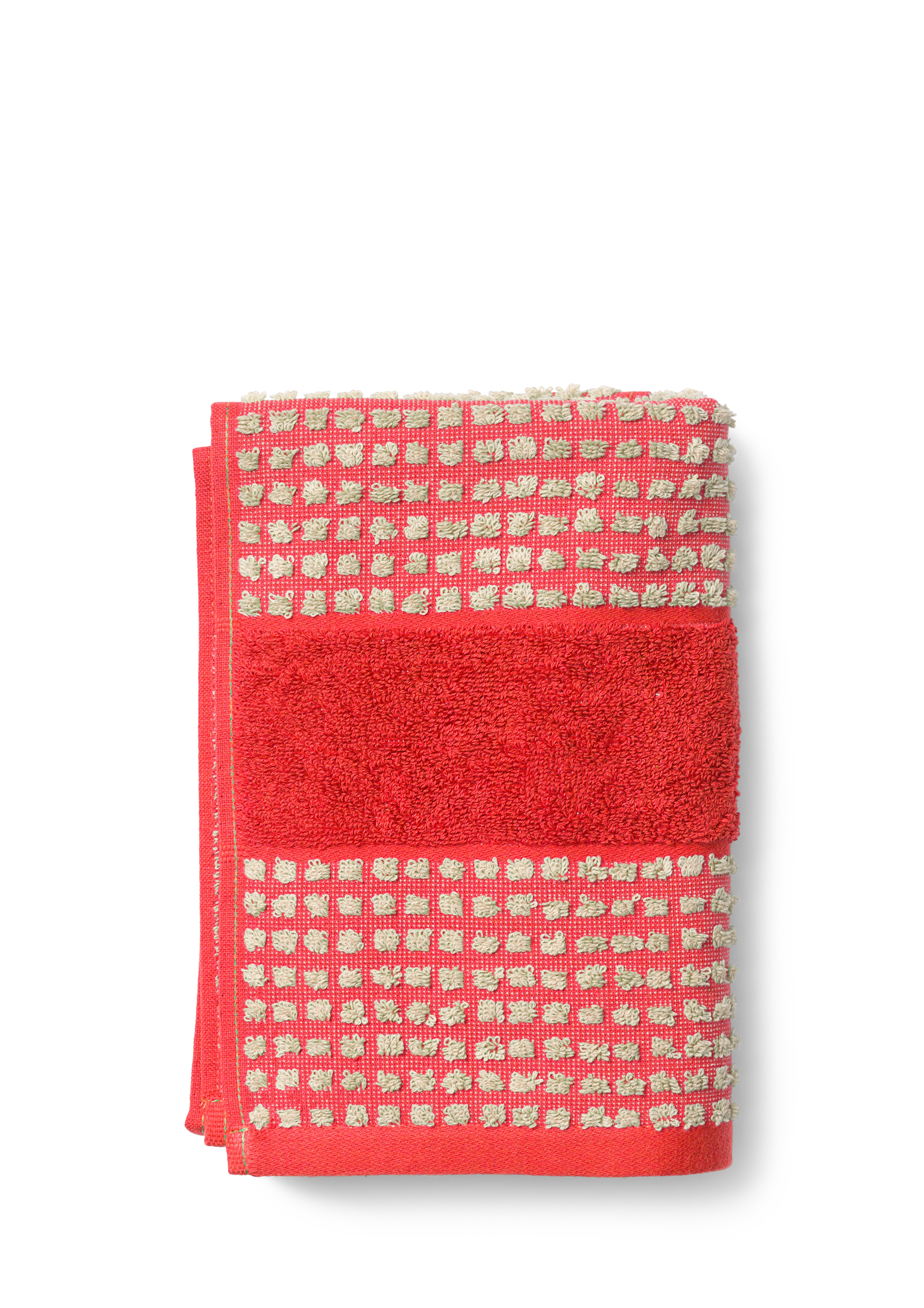 Towel 50x100 cm from JUNA in Red/Sand color, made of Cotton