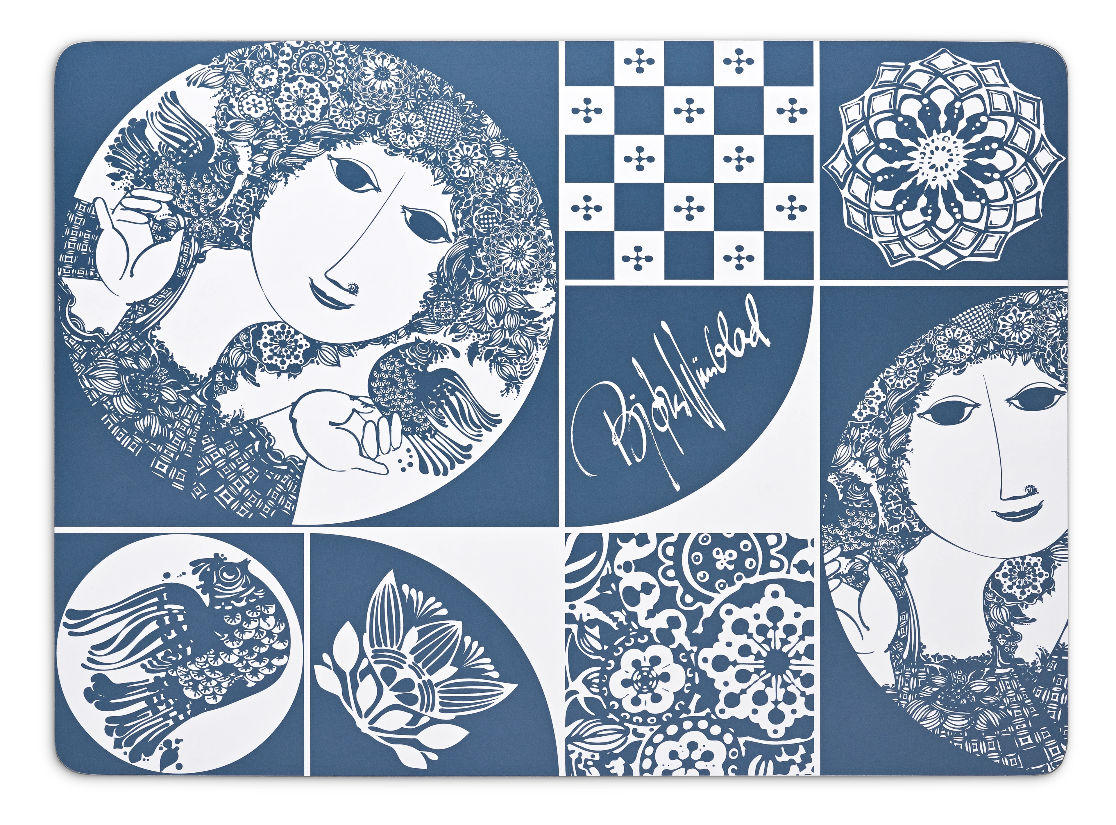 Place mat 40x29 cm from Bjørn Wiinblad in Blue color, made of Cotton