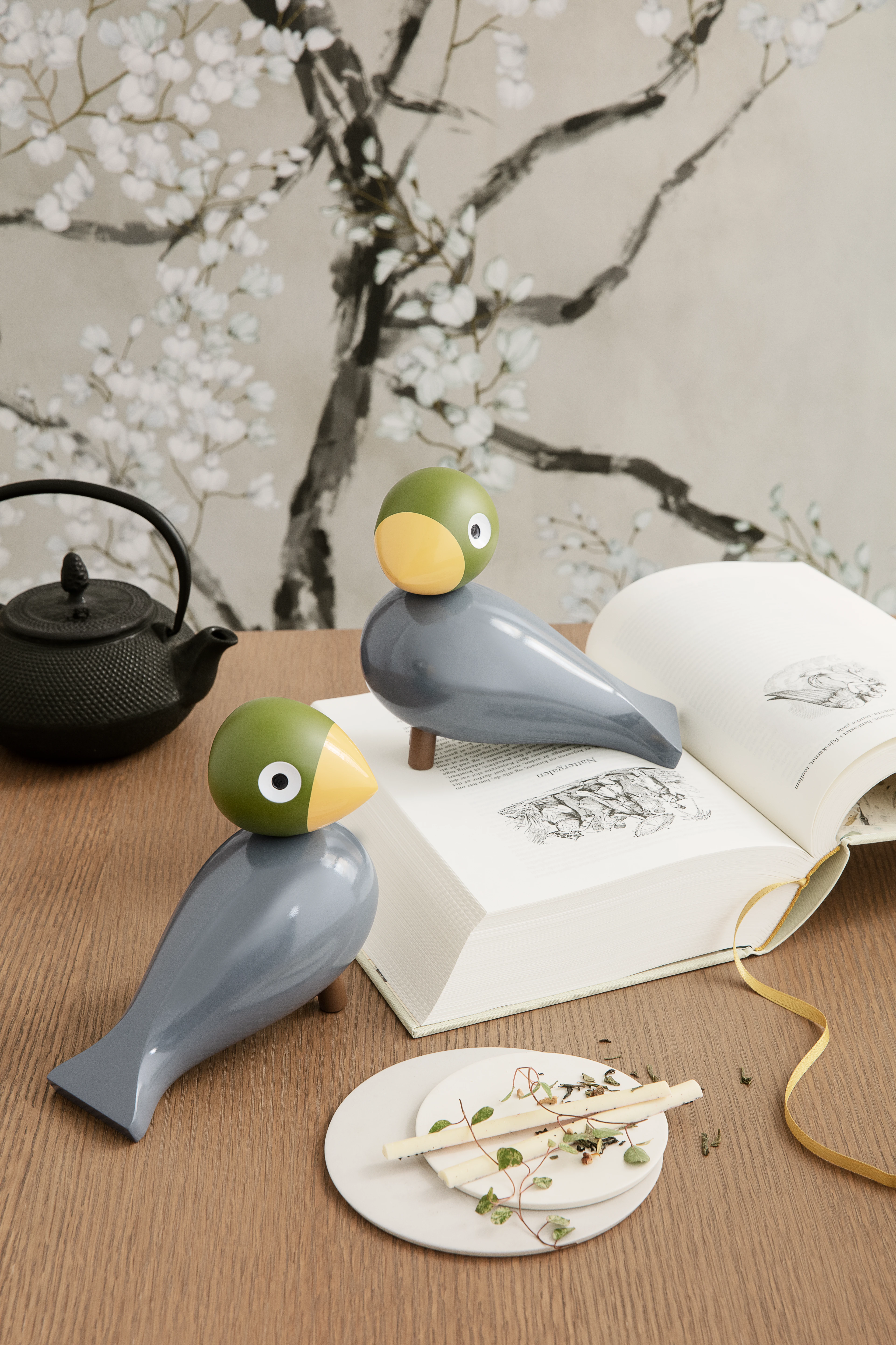 Nachtigall Singvogel H15.5 cm von Kay Bojesen in der Farbe Aqua, hergestellt aus Holz