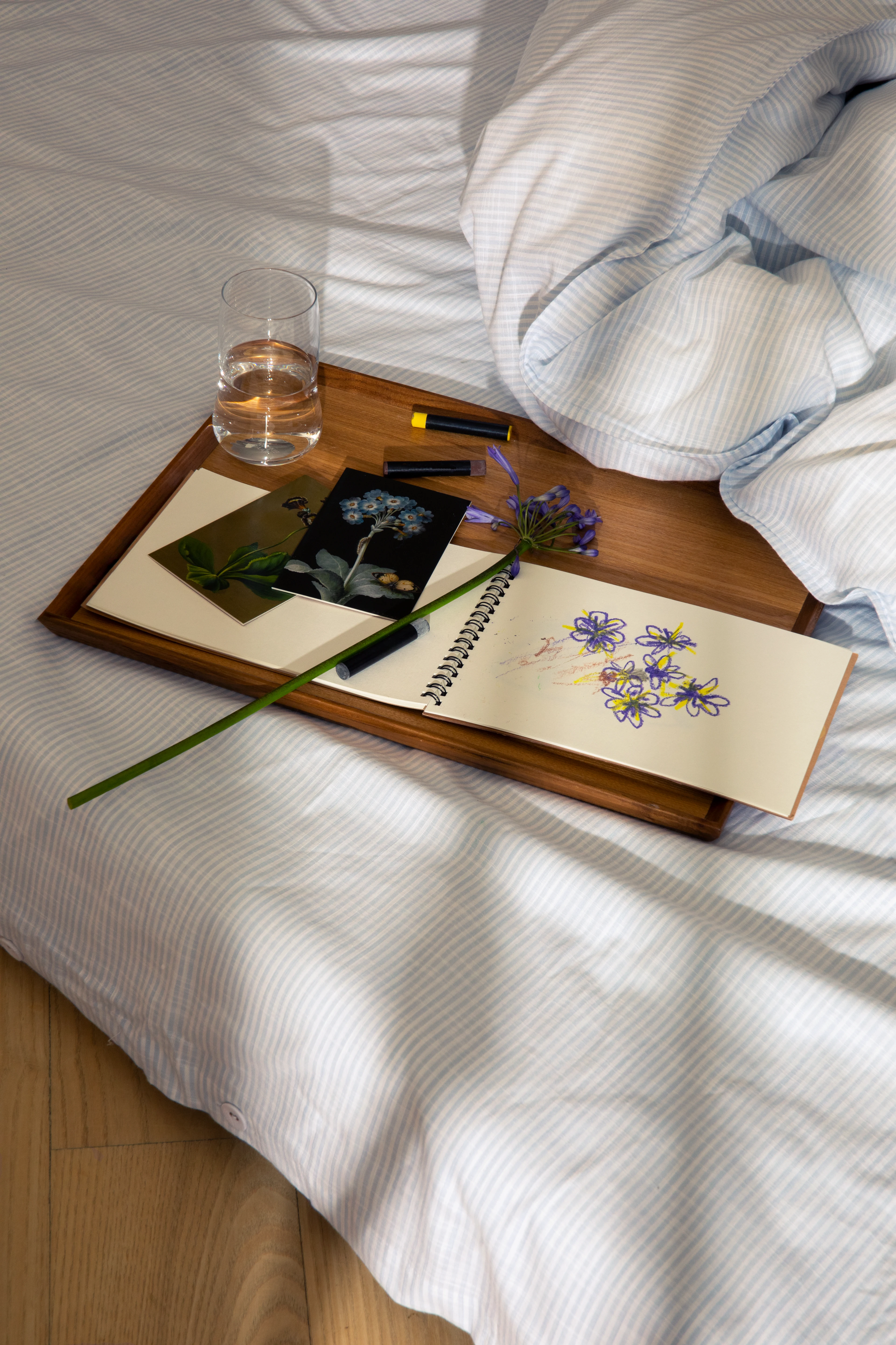 Bed linen 220x220 cm from JUNA in Light blue/White color, made of Cotton