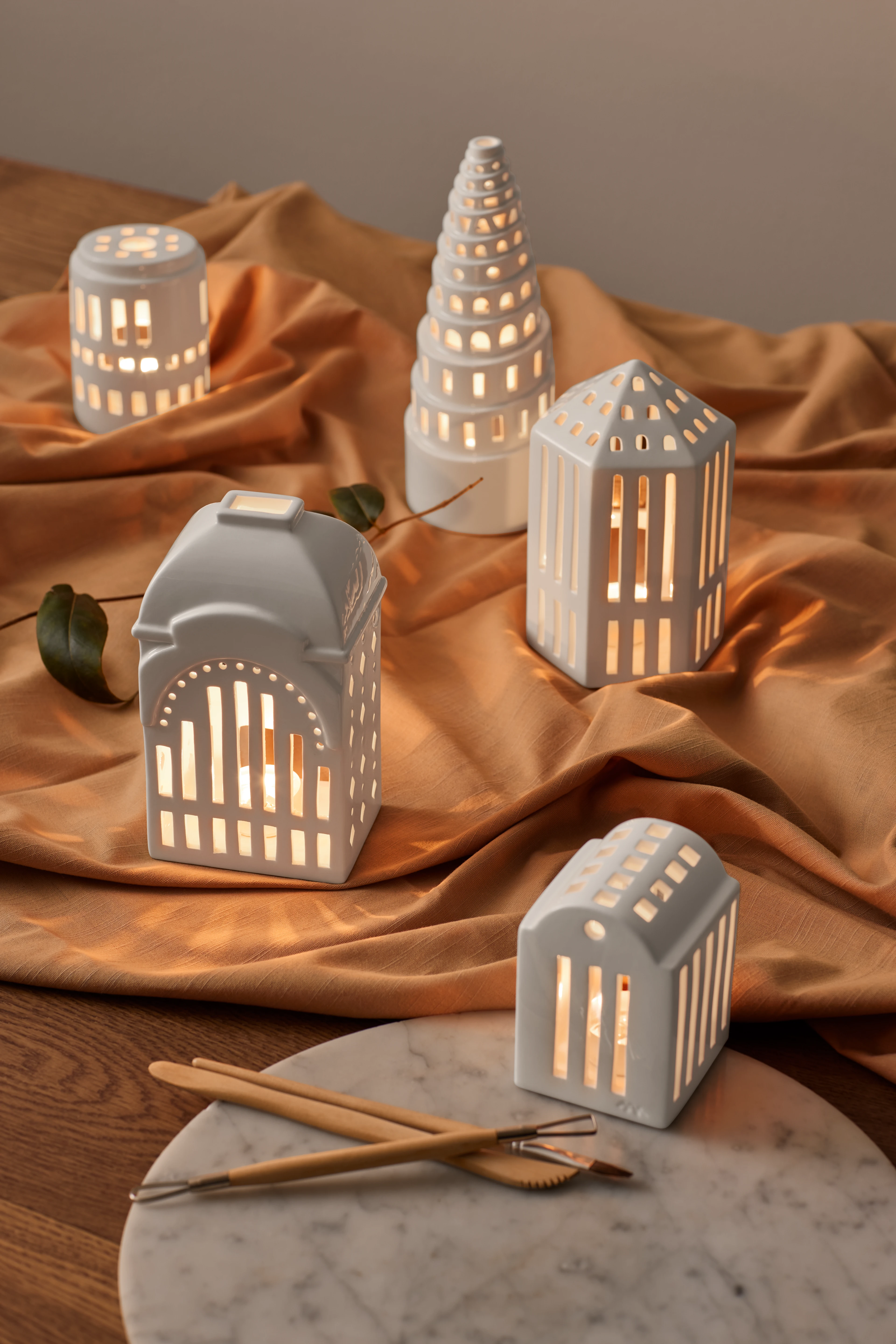 Lighthouse Entrance H18.5 from Kähler  in White color, made of Ceramics