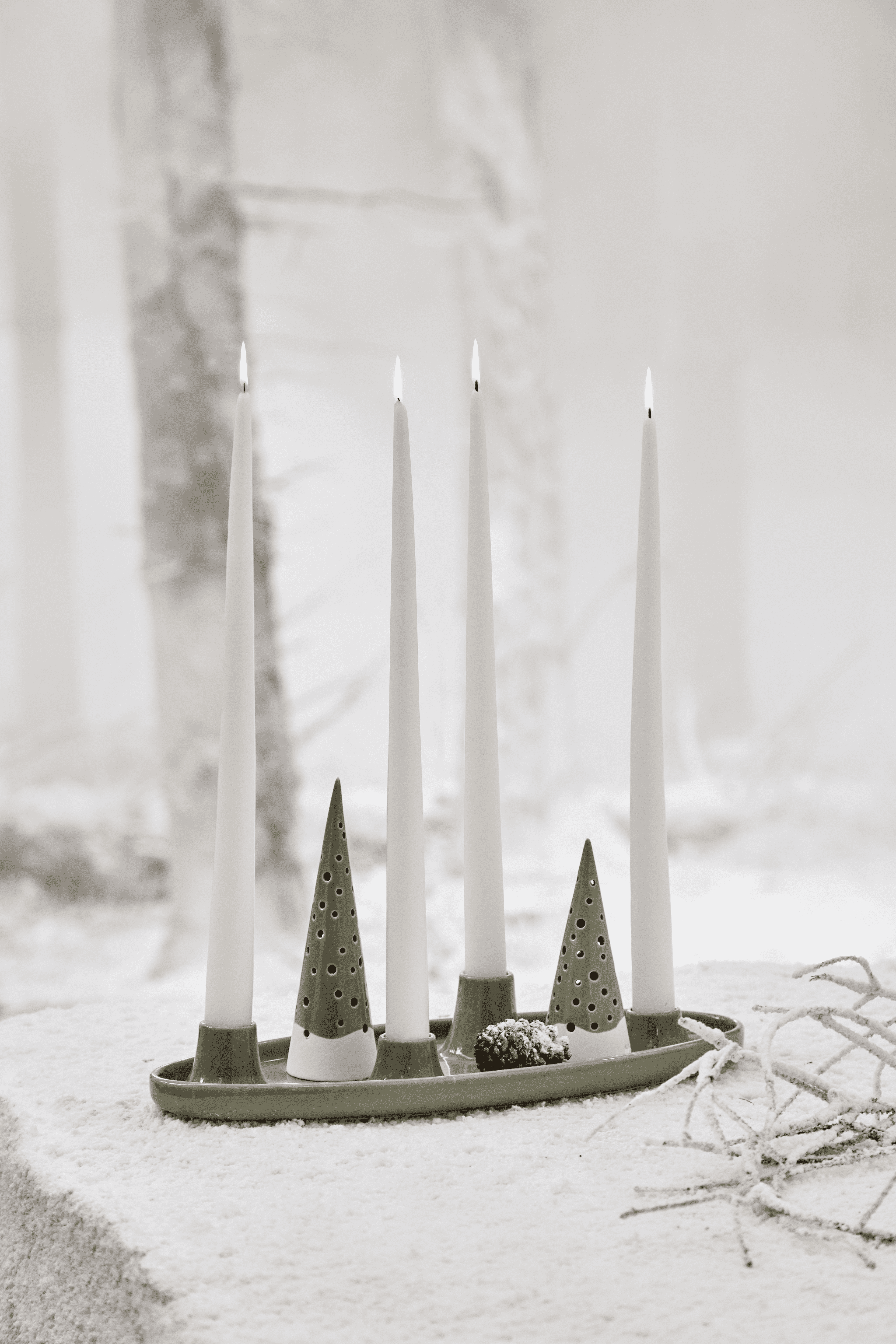 Oval advent candle holder 33x13 cm