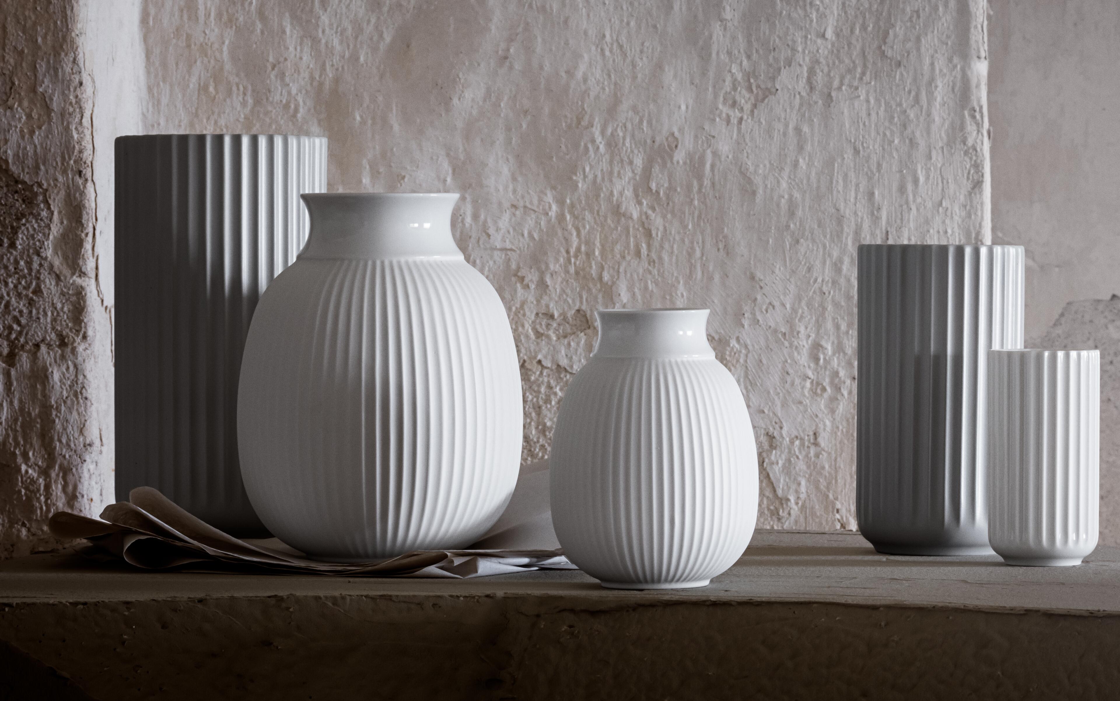 Curve vases in two sizes and Lyngby vases from Lyngby Porcelæn