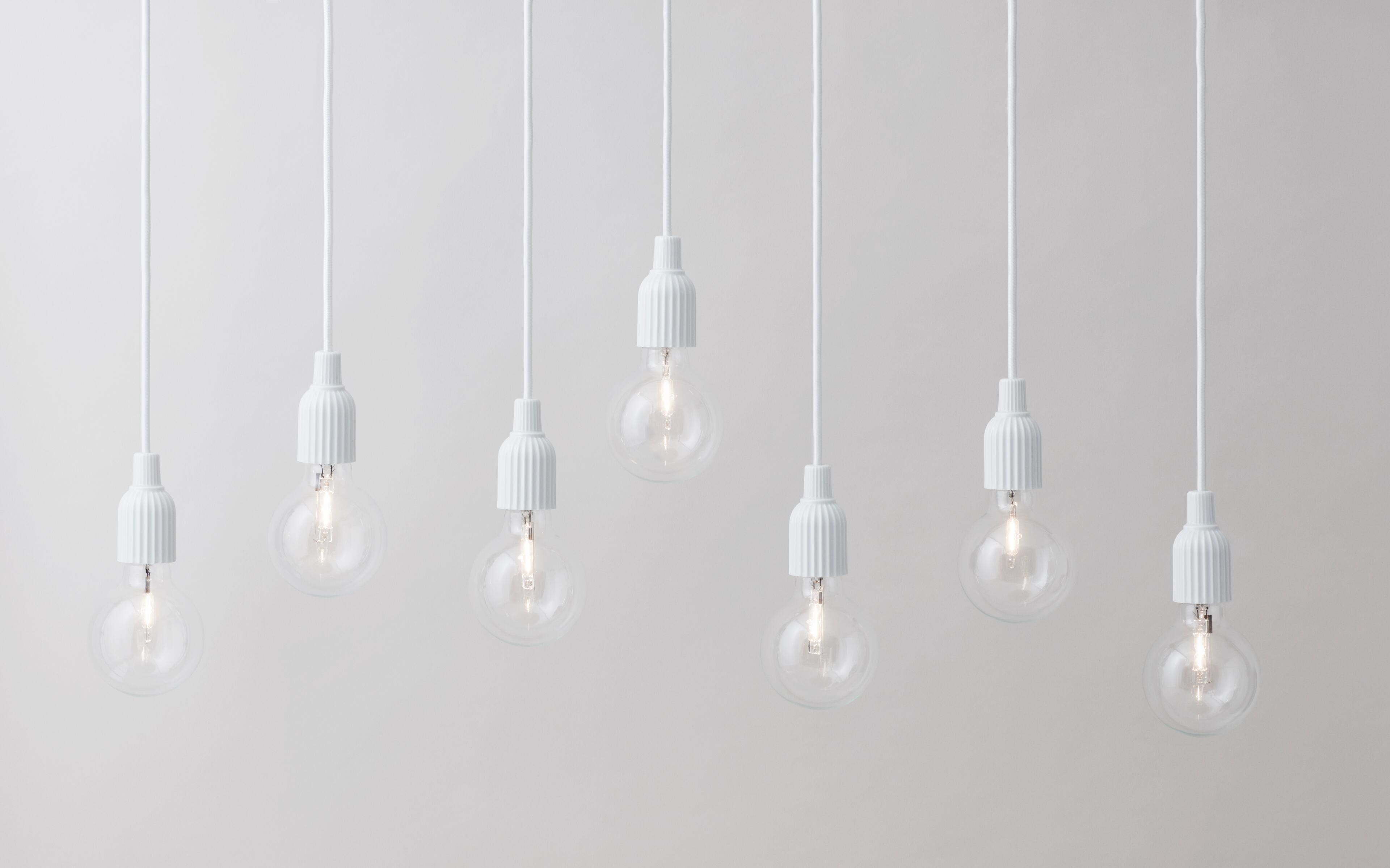 Lighting from Rosendahl.com. Lamps from Lyngby Porcelæn with white porcelain socket and long white wire