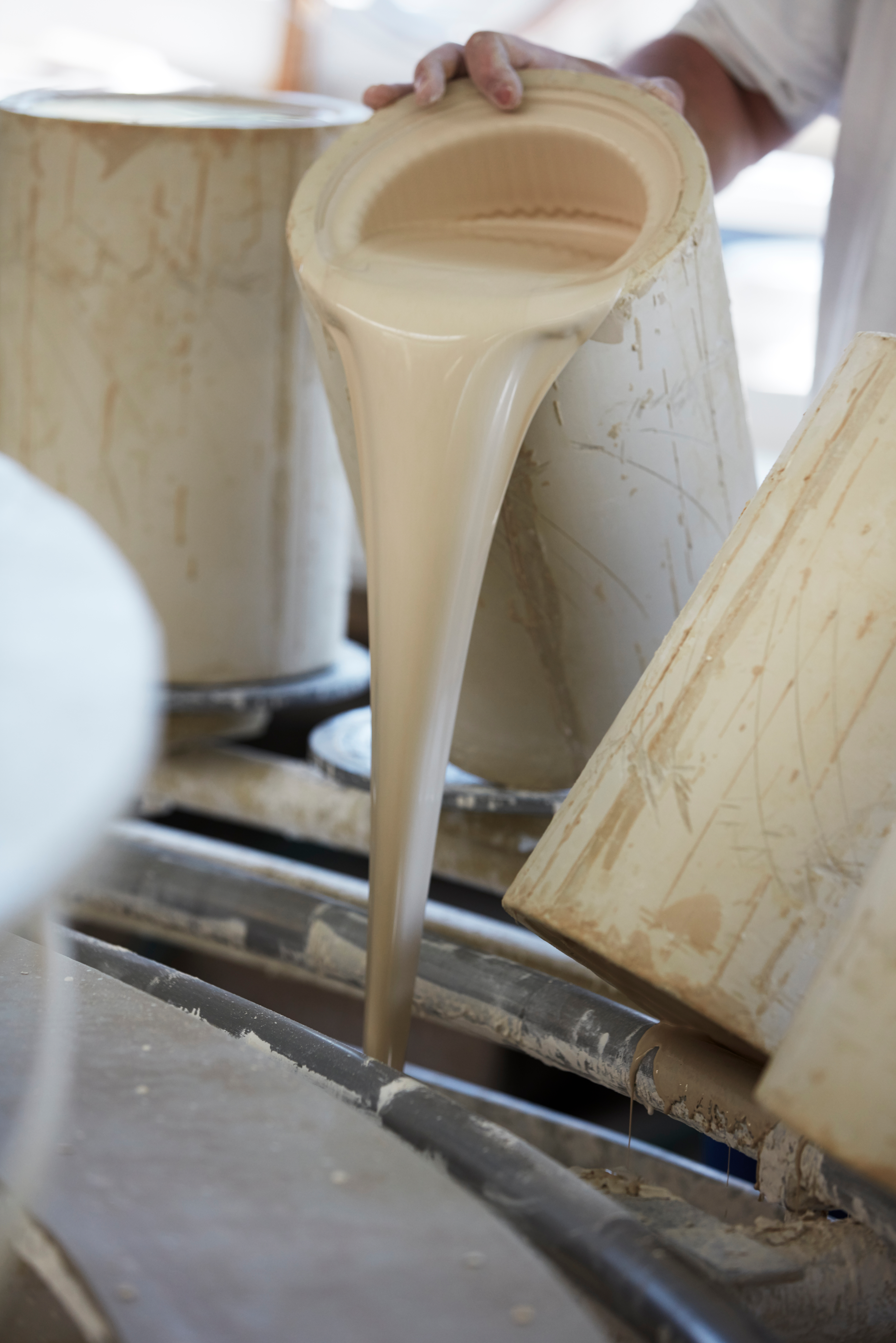 The classic Lyngby vase from Lyngby Porcelæn is being cast