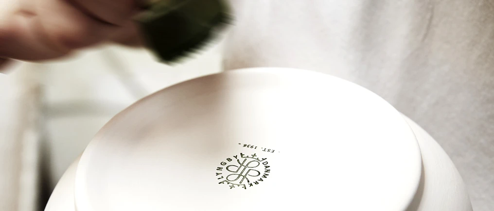 Stamp with logo on the bottom of a Lyngby vase from Lyngby Porcelæn