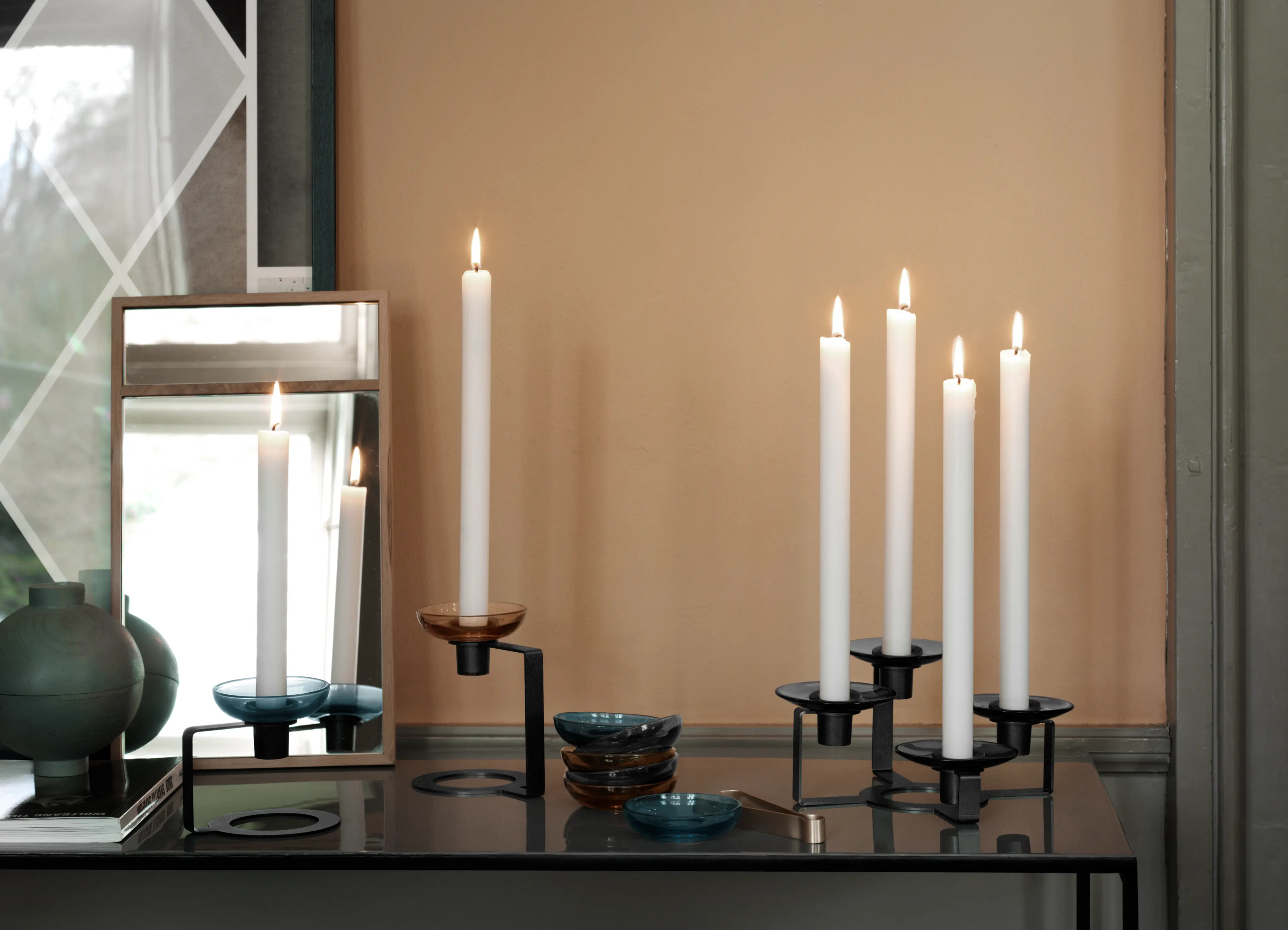 Lysestake med lysmansjett fra Holmegaard Lumi-serien