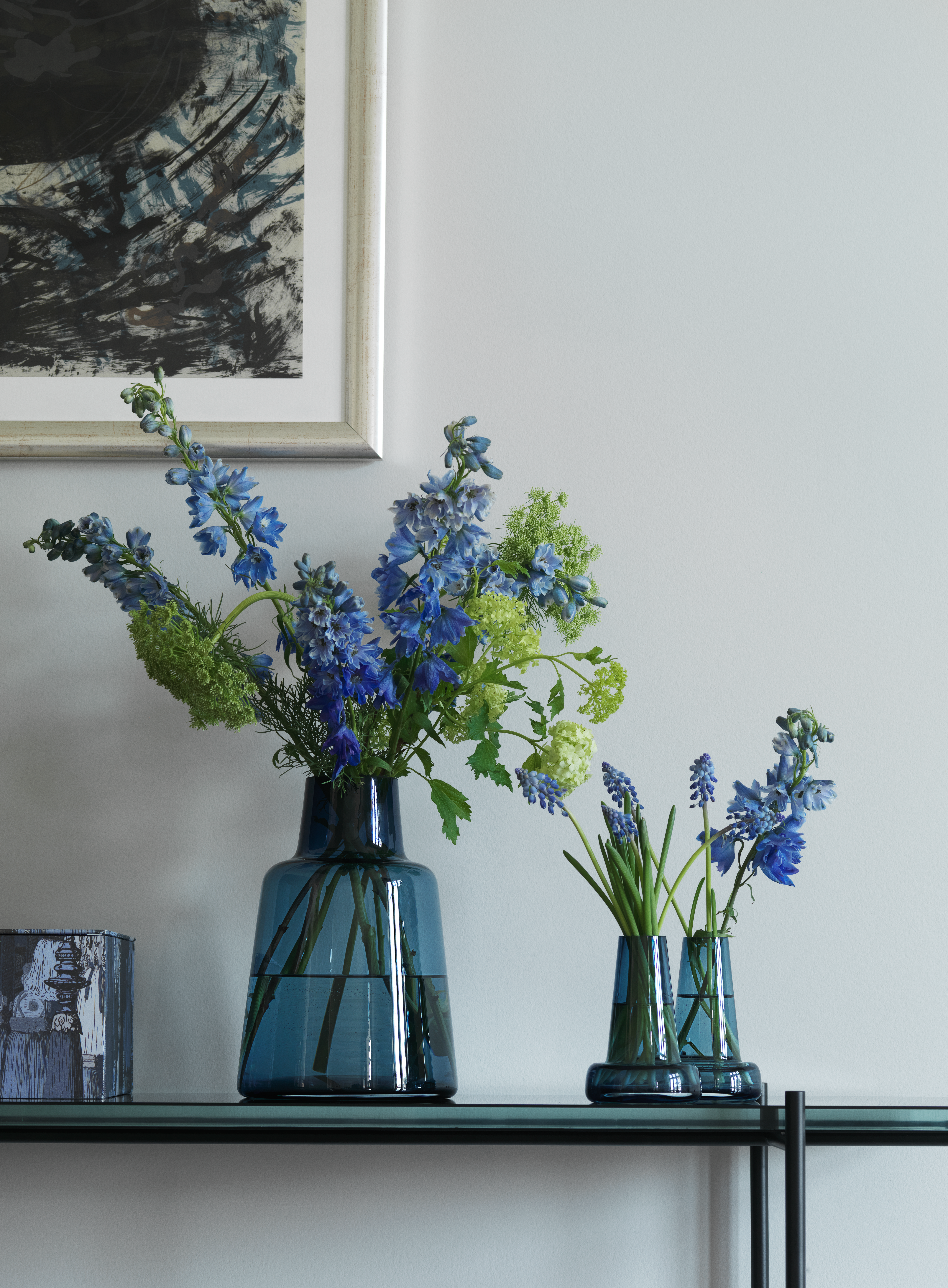 Holmegaard Vase kurzer Hals H24 cm in Dunkelblau