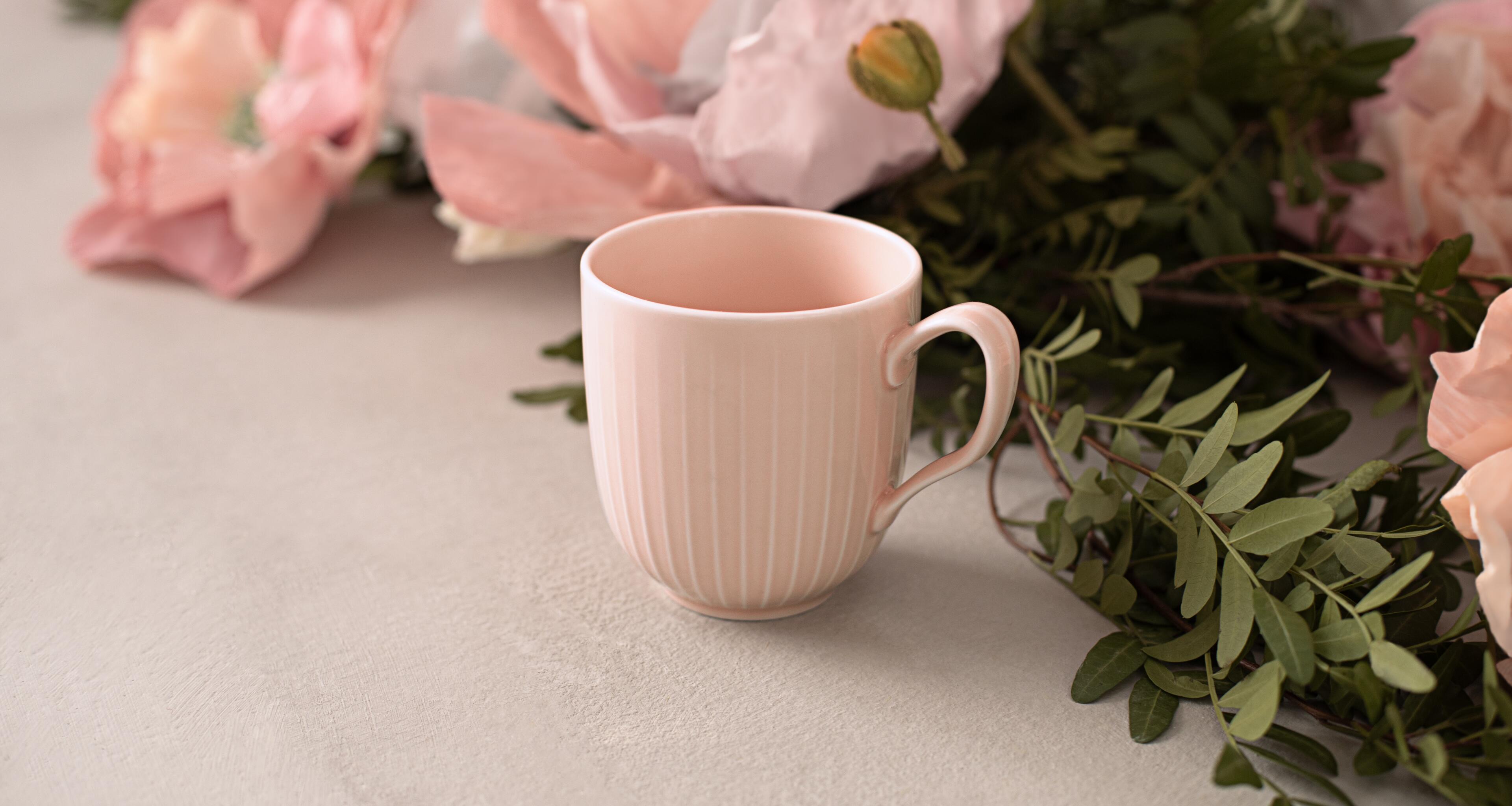 Kähler Hammershøi cup with saucer in Poppy painted porcelain