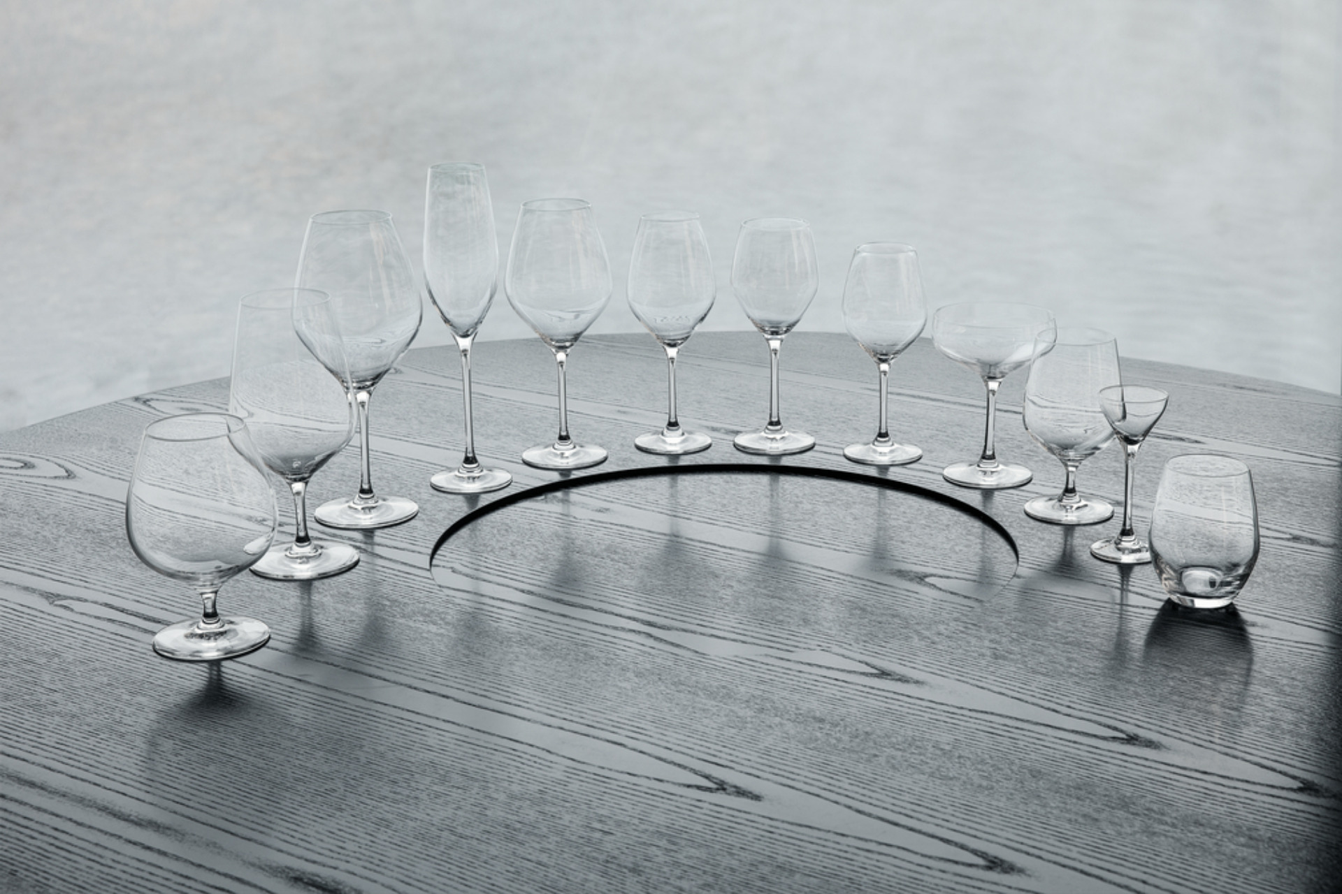 Line of glass from the series Cabernet, Holmegaard, designed by Peter Svarrer
