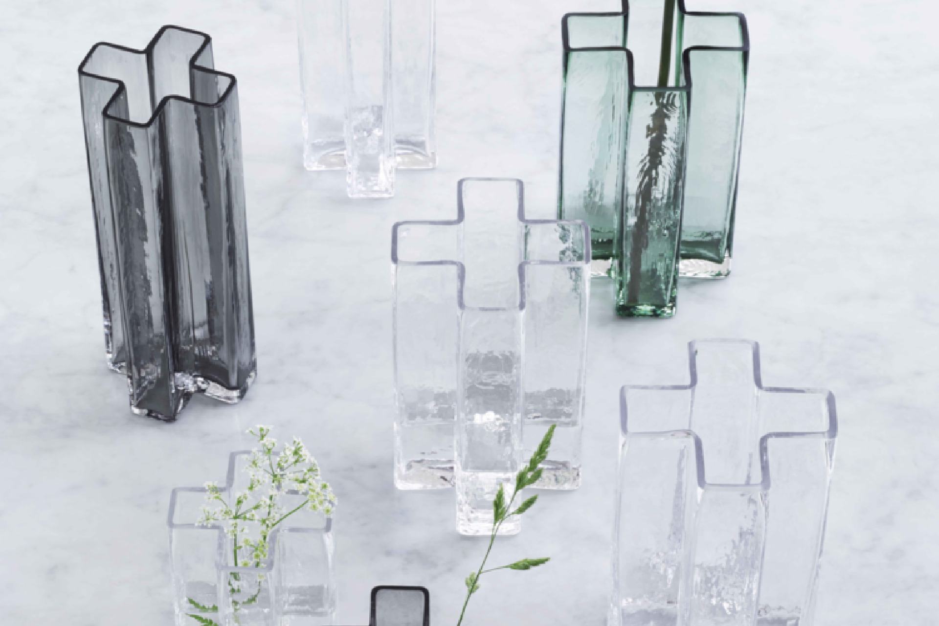Relaunched Crosses vases, designed by Bodil Kjær