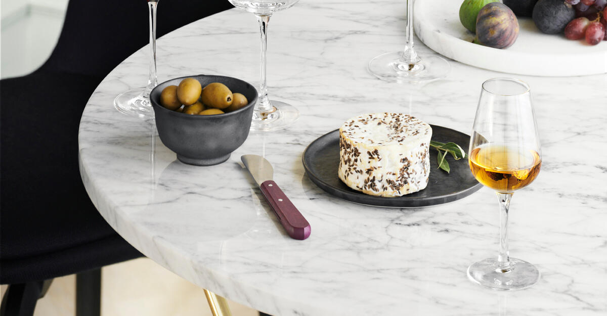 Dessertvinglass med matchende ramme og vinglass fra Holmegaard