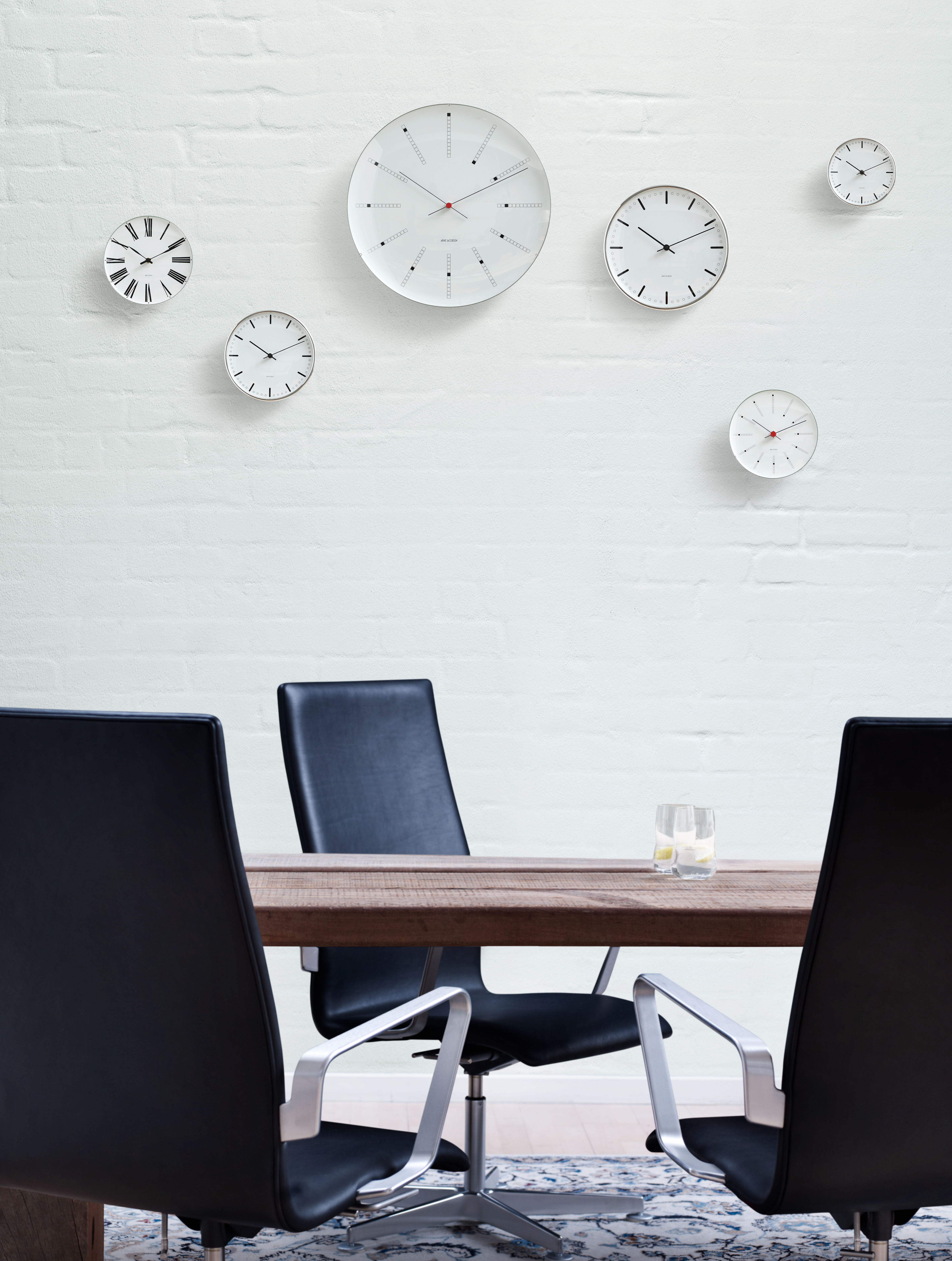 Wall clocks from Arne Jacobsen Clocks in different sizes