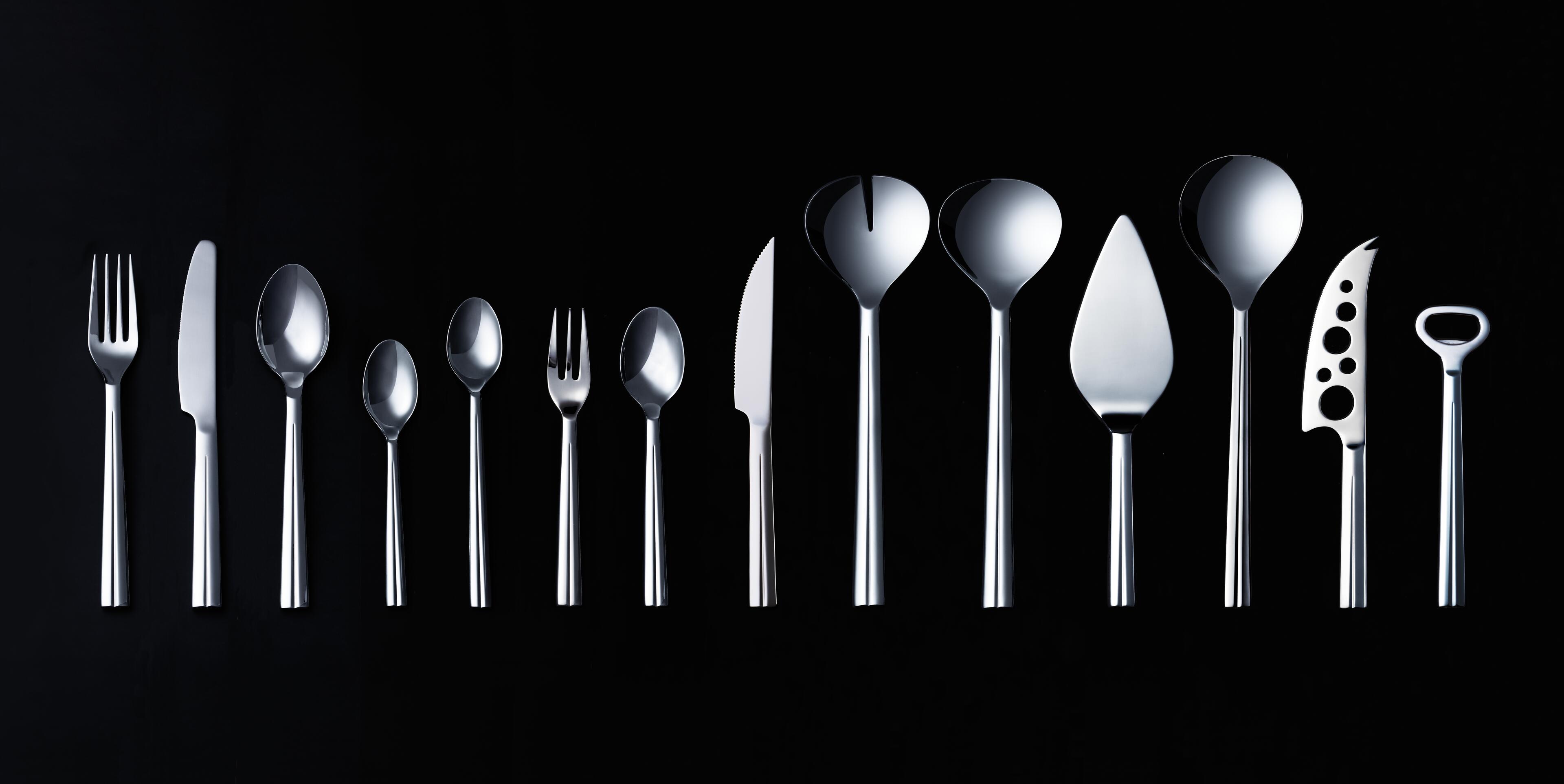  Cutlery and serving utensils from Rosendahl. Salad cutlery, knives, forks, spoons, teaspoons, cake fork, cake knife, opener