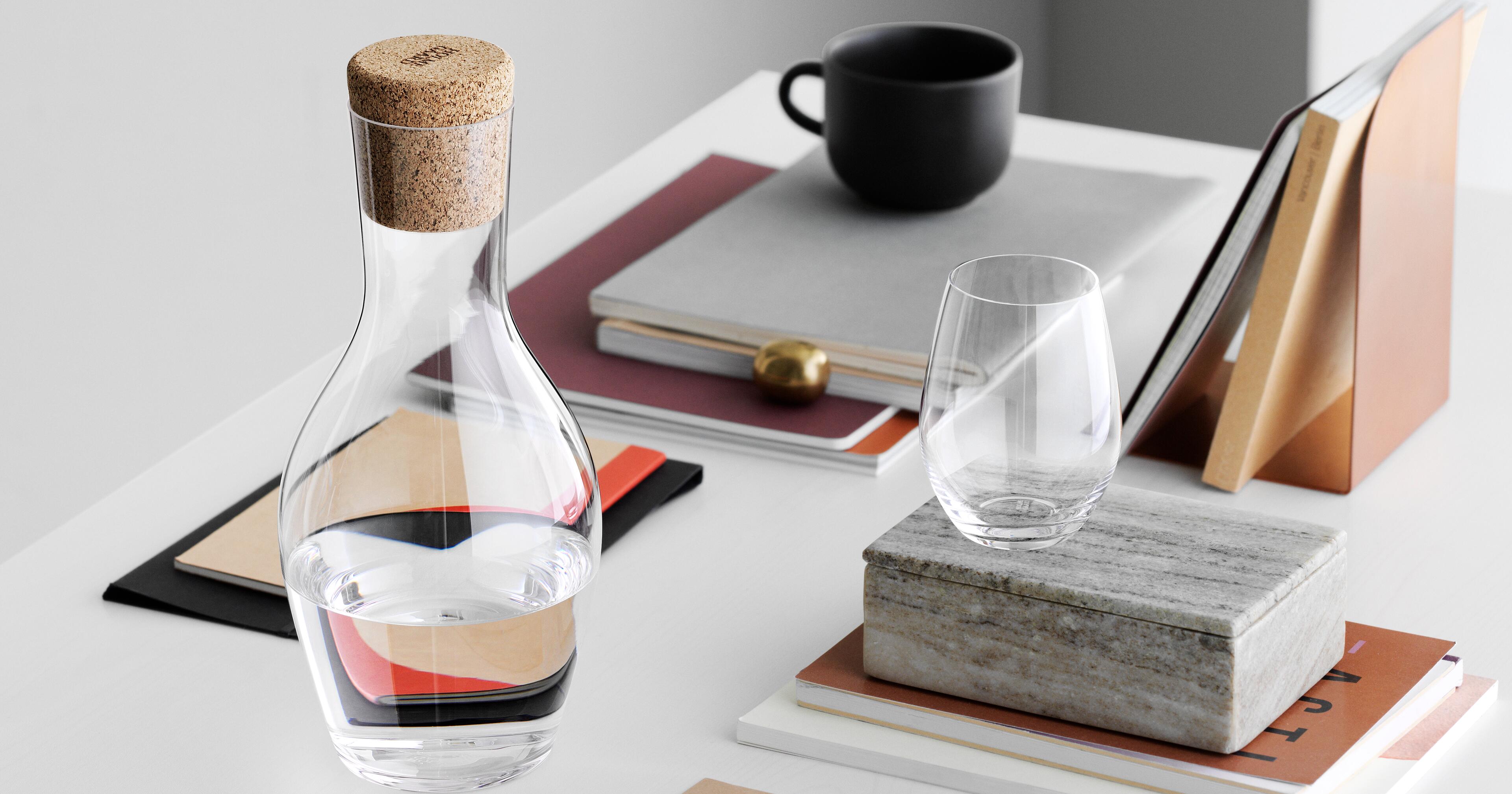 Homegaard carafe and glass of water.