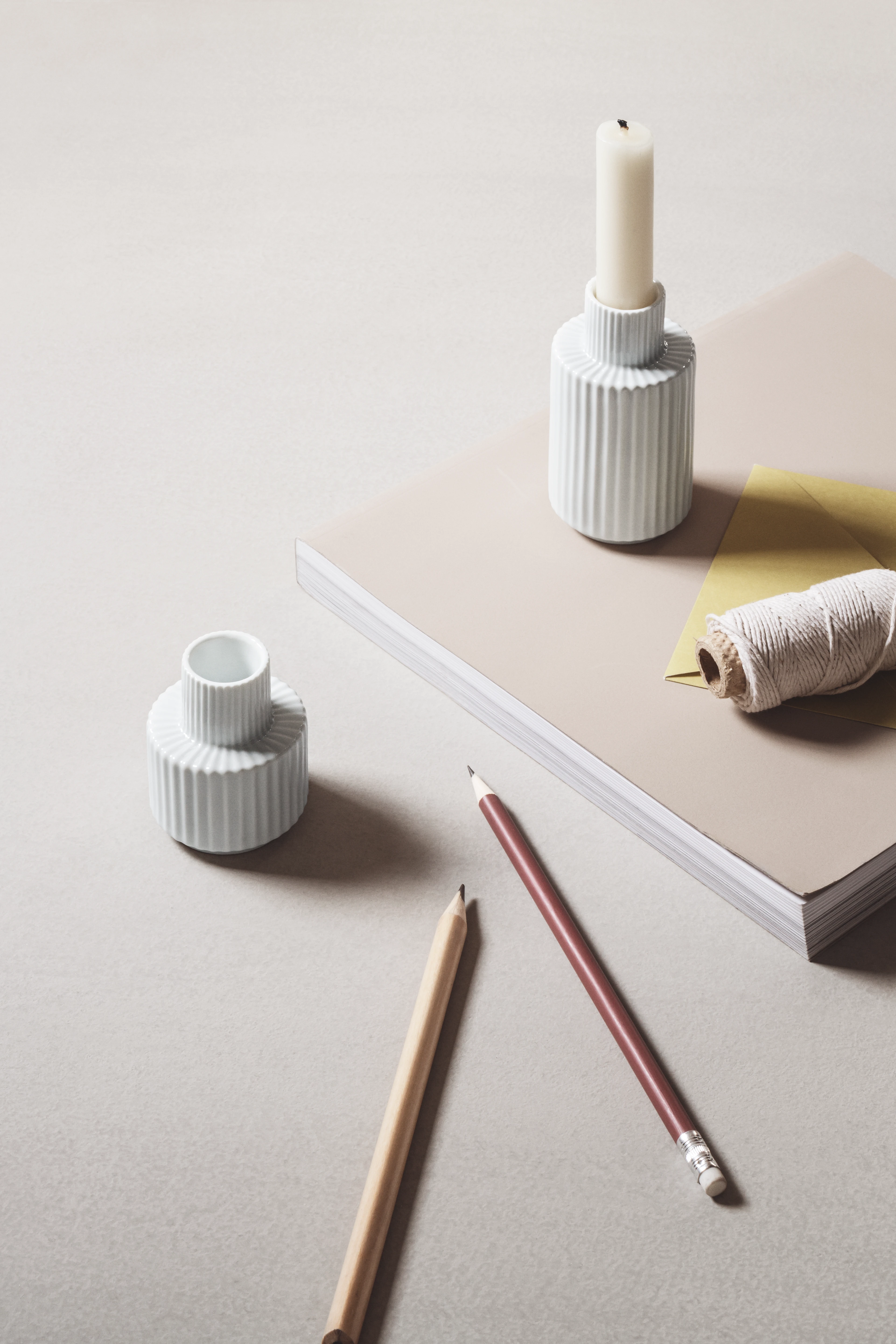 Candle holder H11 cm from Lyngby Porcelæn in White color, made of Ceramics