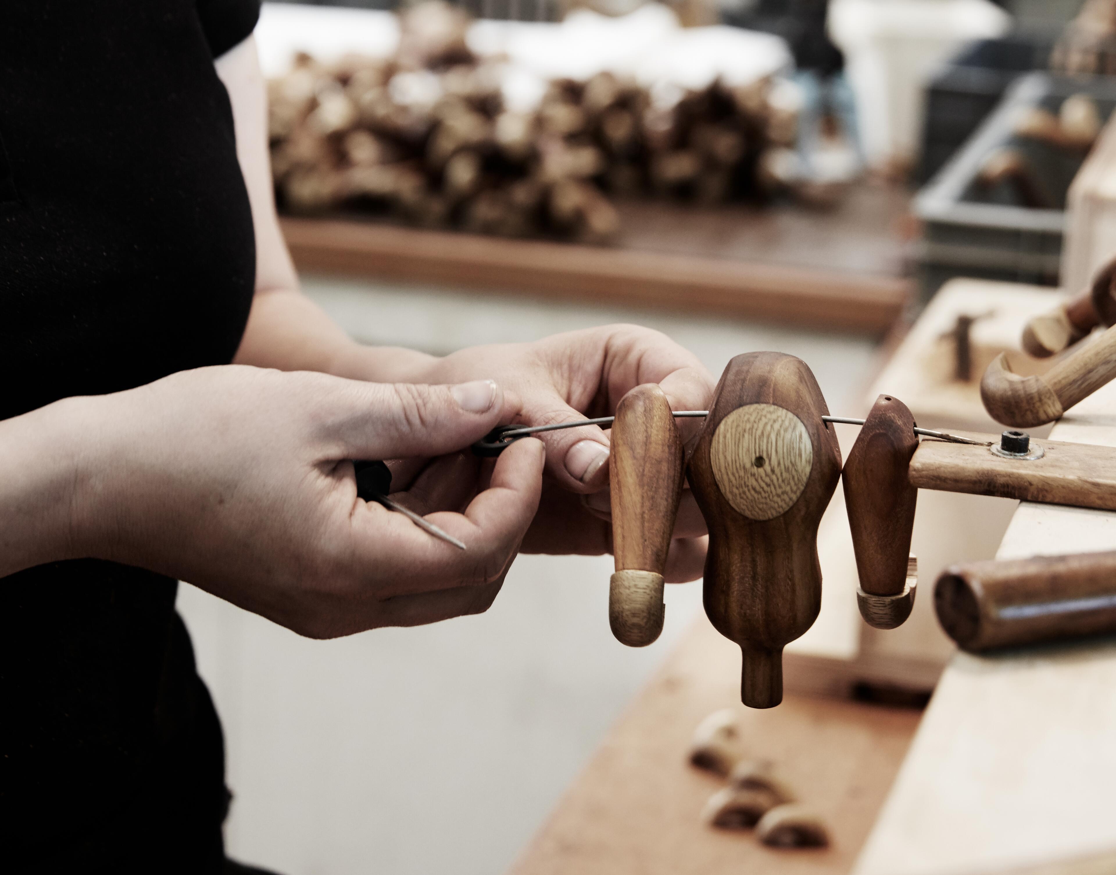 Monkey in production, Wooden animals, Kay Bojesen