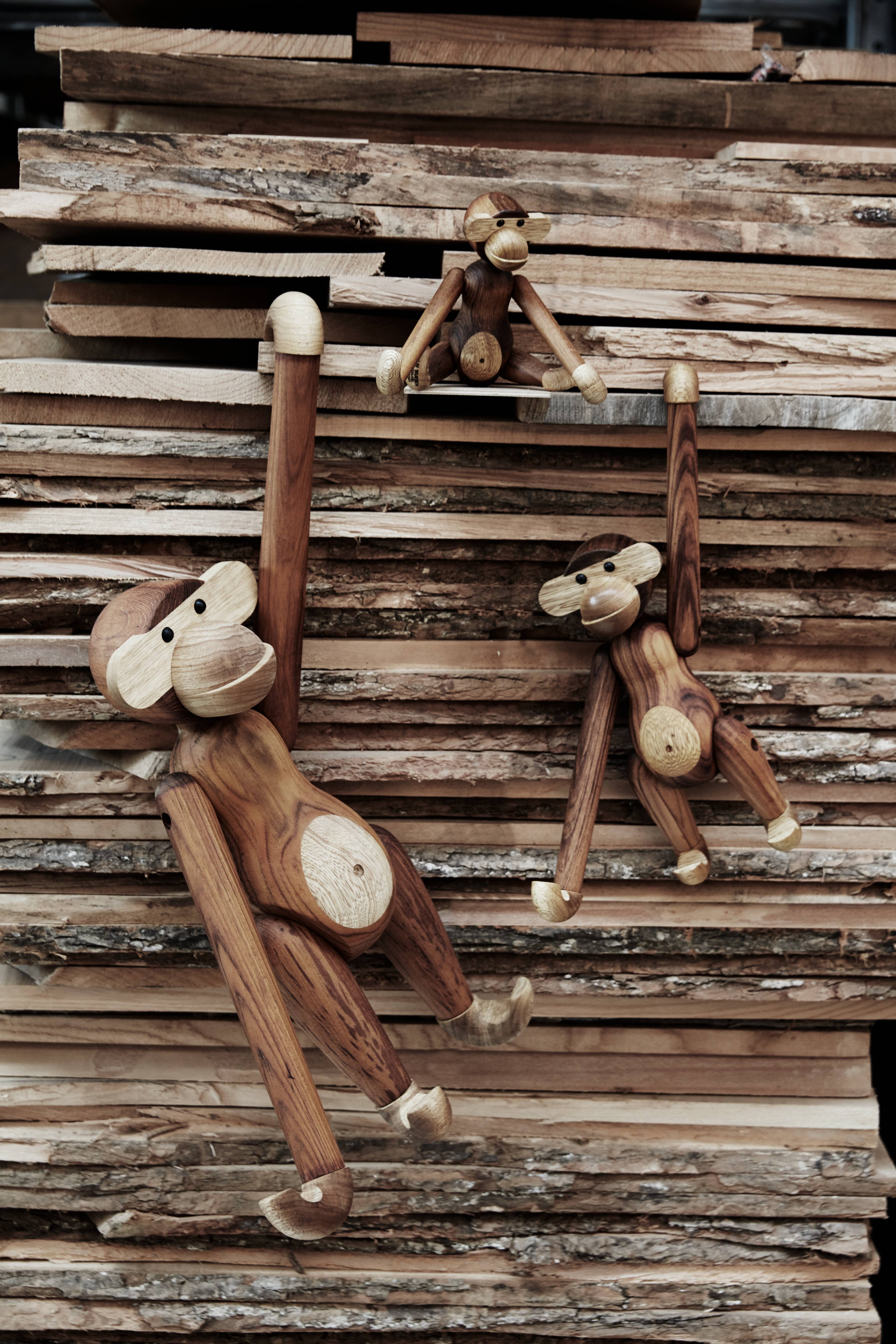 Monkey in large, medium, small, Wooden animals. Kay Bojesen