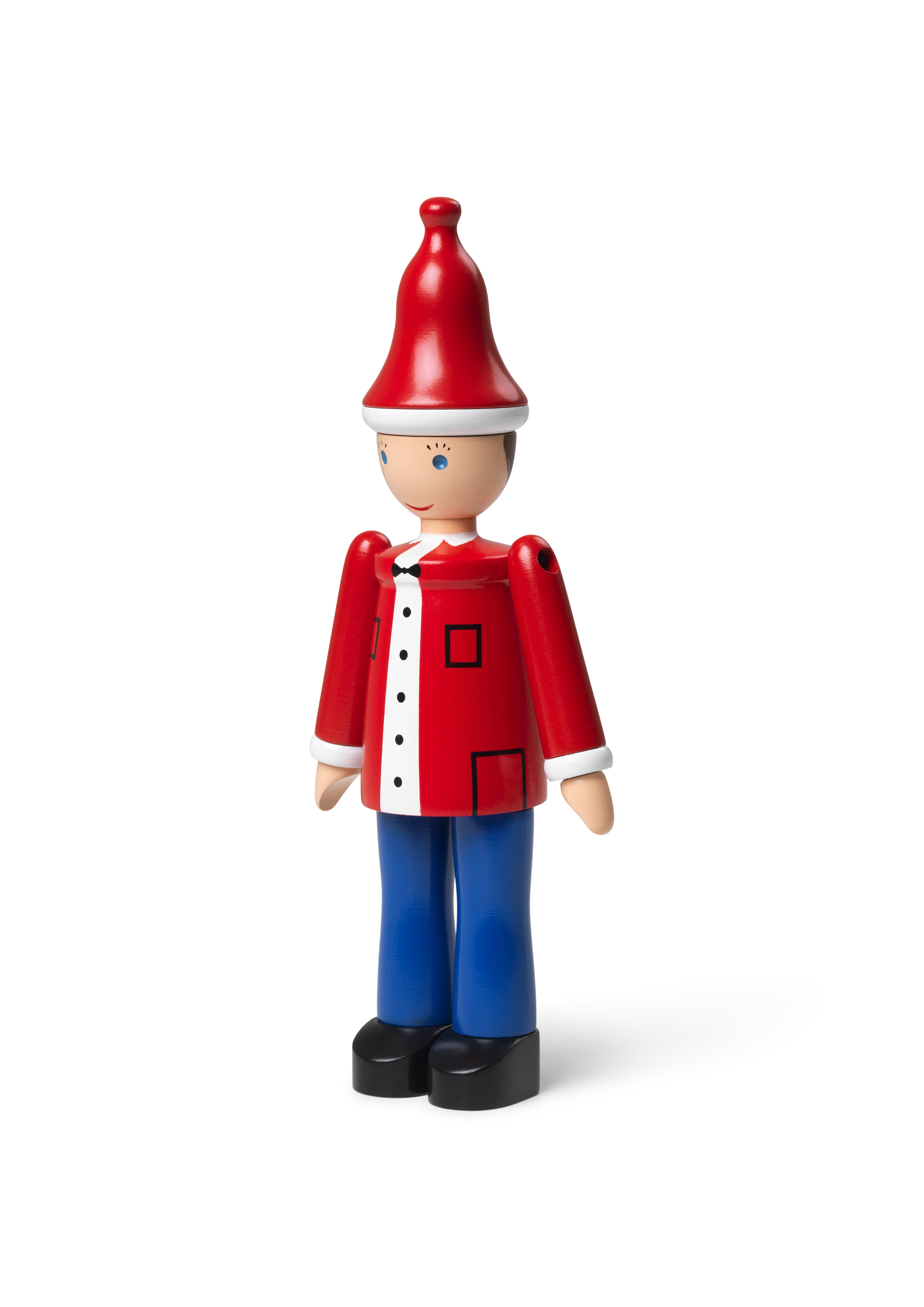 Weihnachtsjunge Ole H17.5 von Kay Bojesen in der Farbe Rot/Blau/Weiss, hergestellt aus Holz