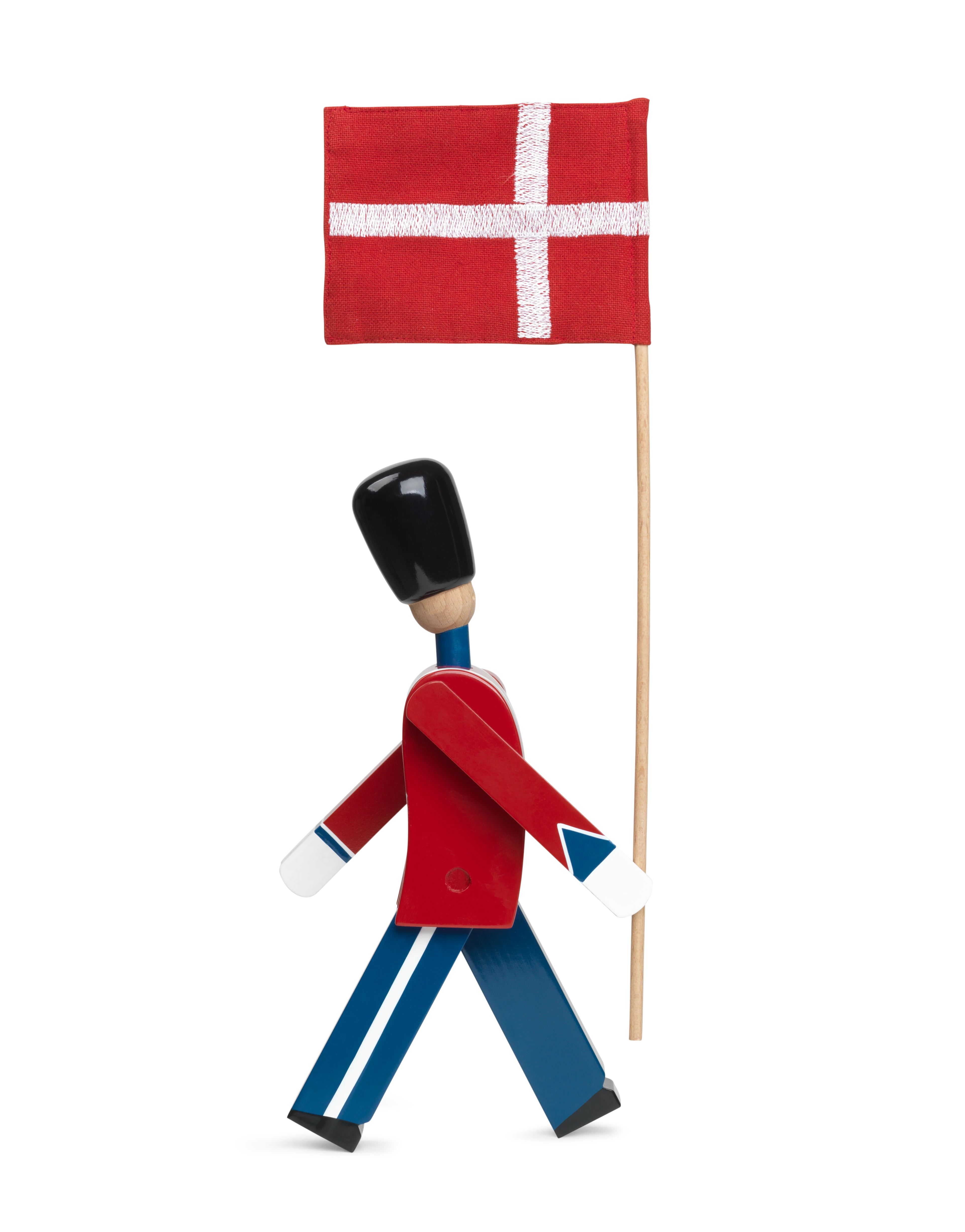 Fahnenträger klein von Kay Bojesen in der Farbe Rot/Blau/Weiss, hergestellt aus Holz