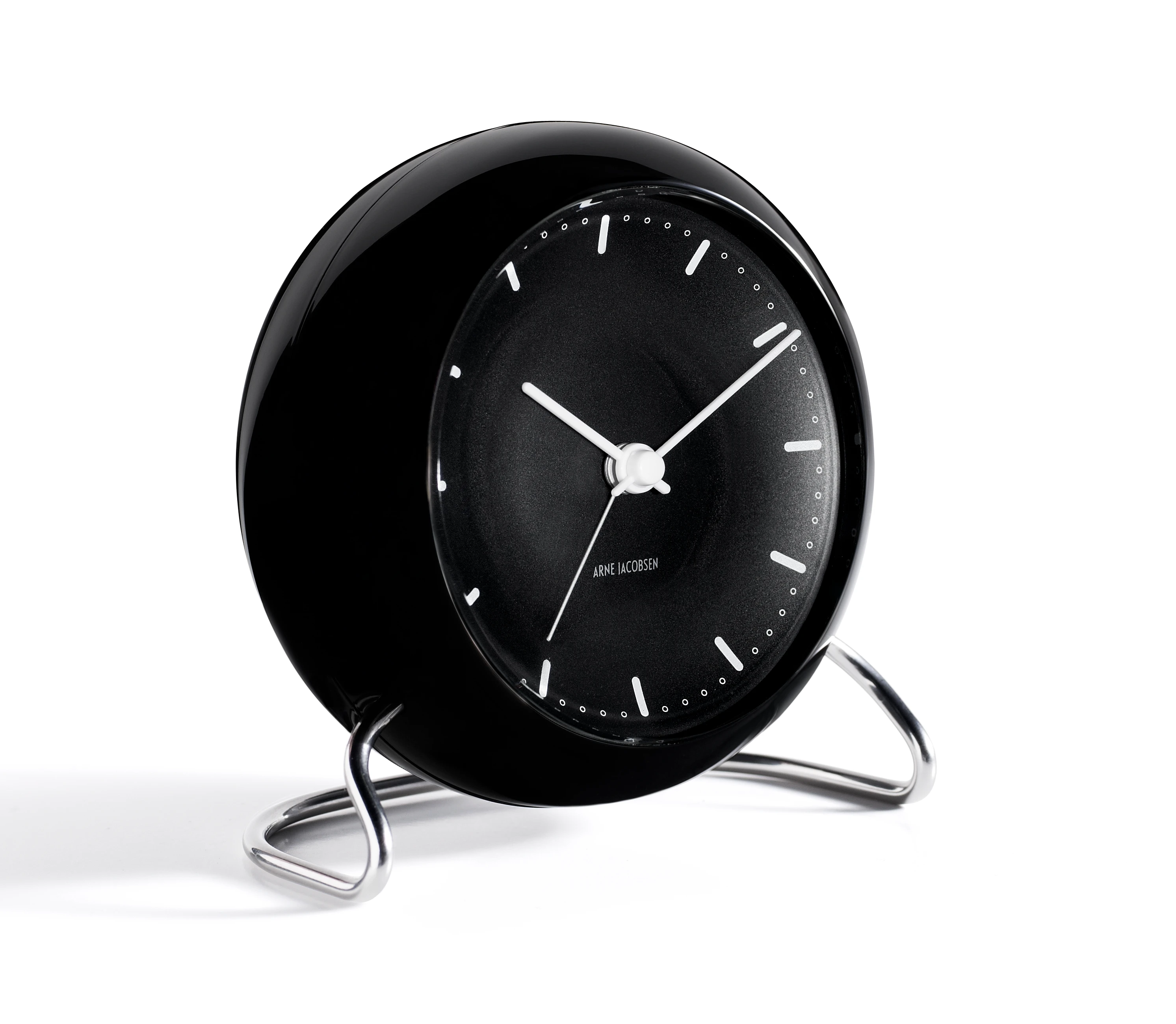 Table clock Ø11 cm from Arne Jacobsen in Black color, made of Plastic