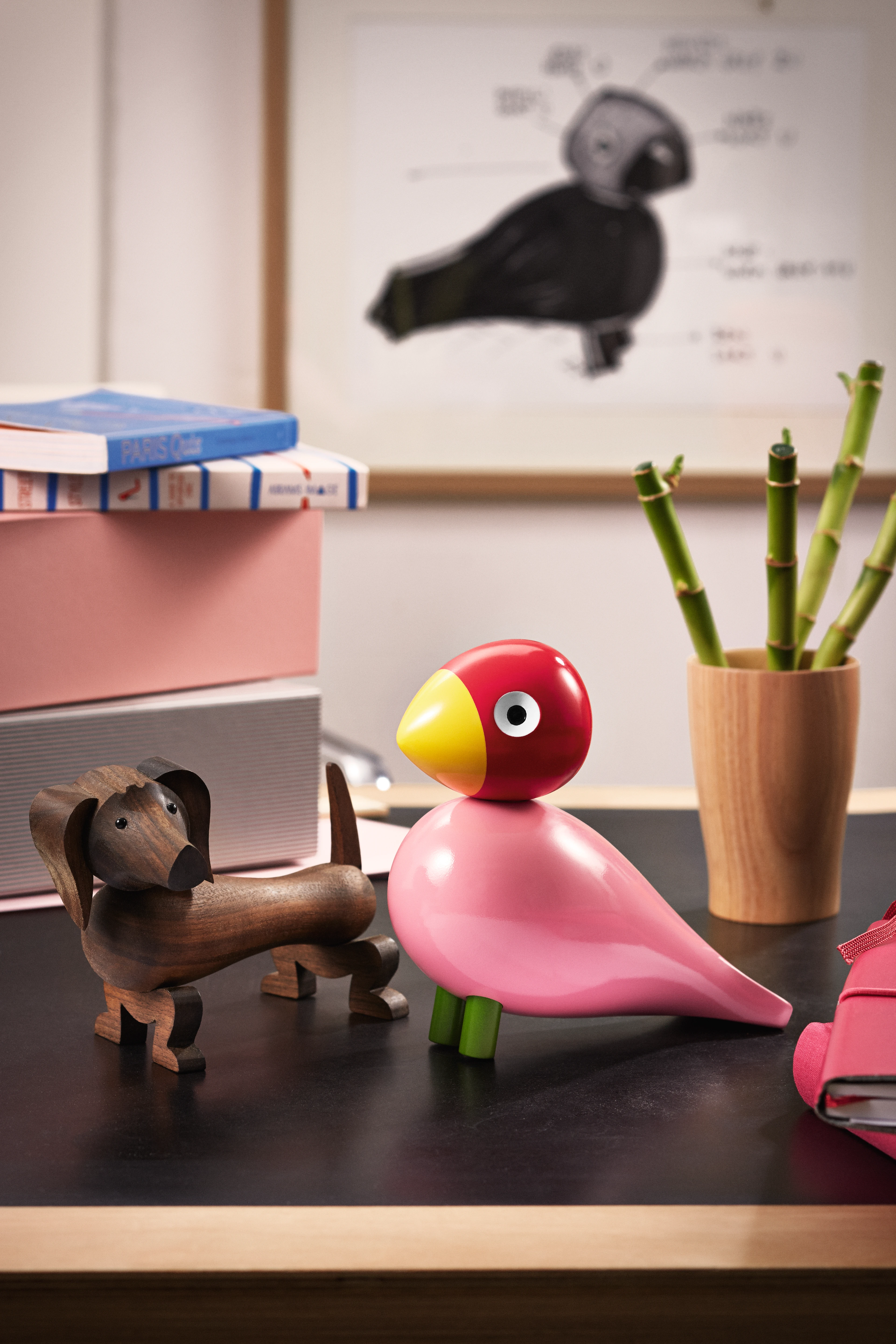 Ruth Songbird H15.5 cm from Kay Bojesen in Rose/Red color, made of Wood