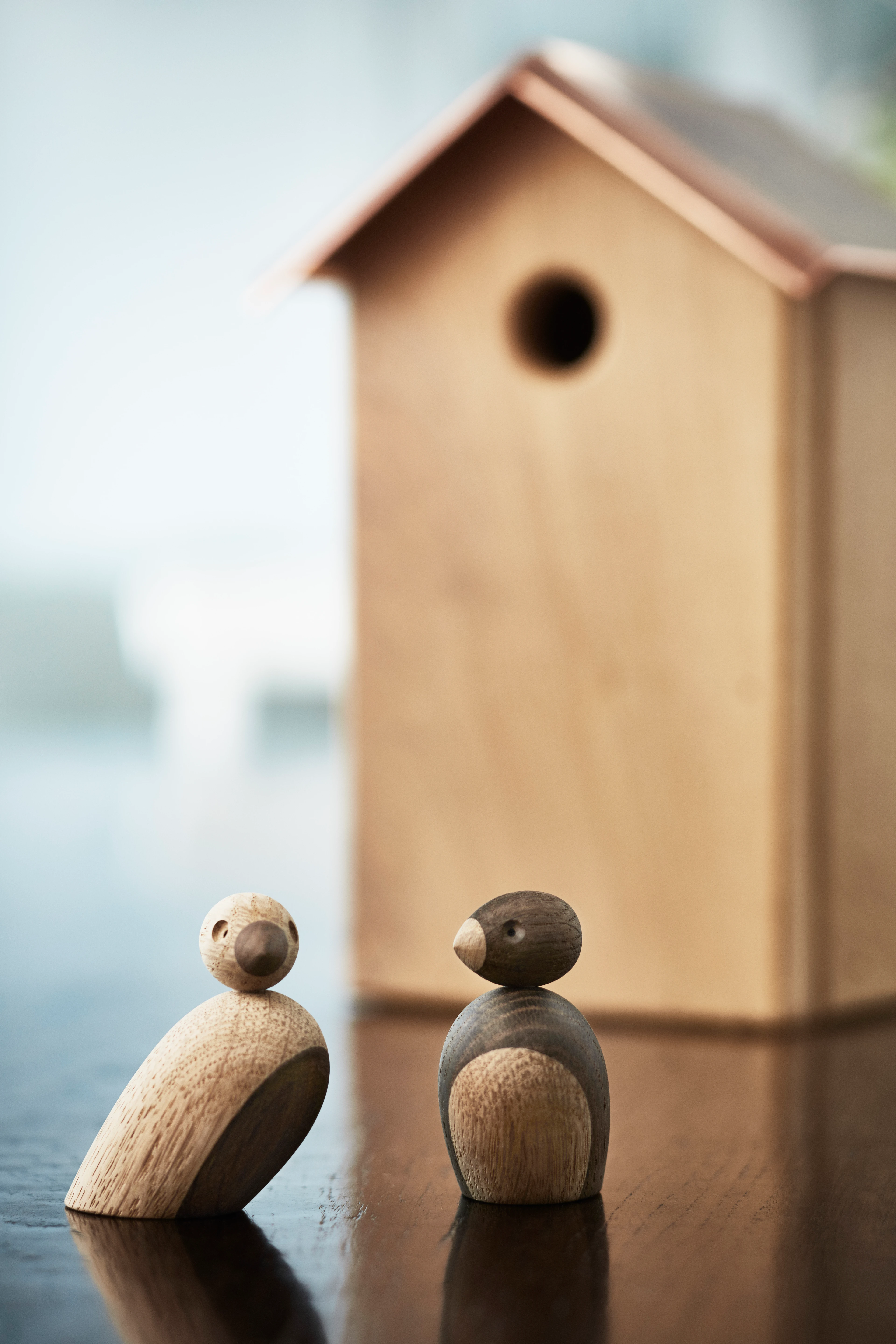 Pair of Sparrows small from Kay Bojesen in Oak/Smoked oak color, made of Wood
