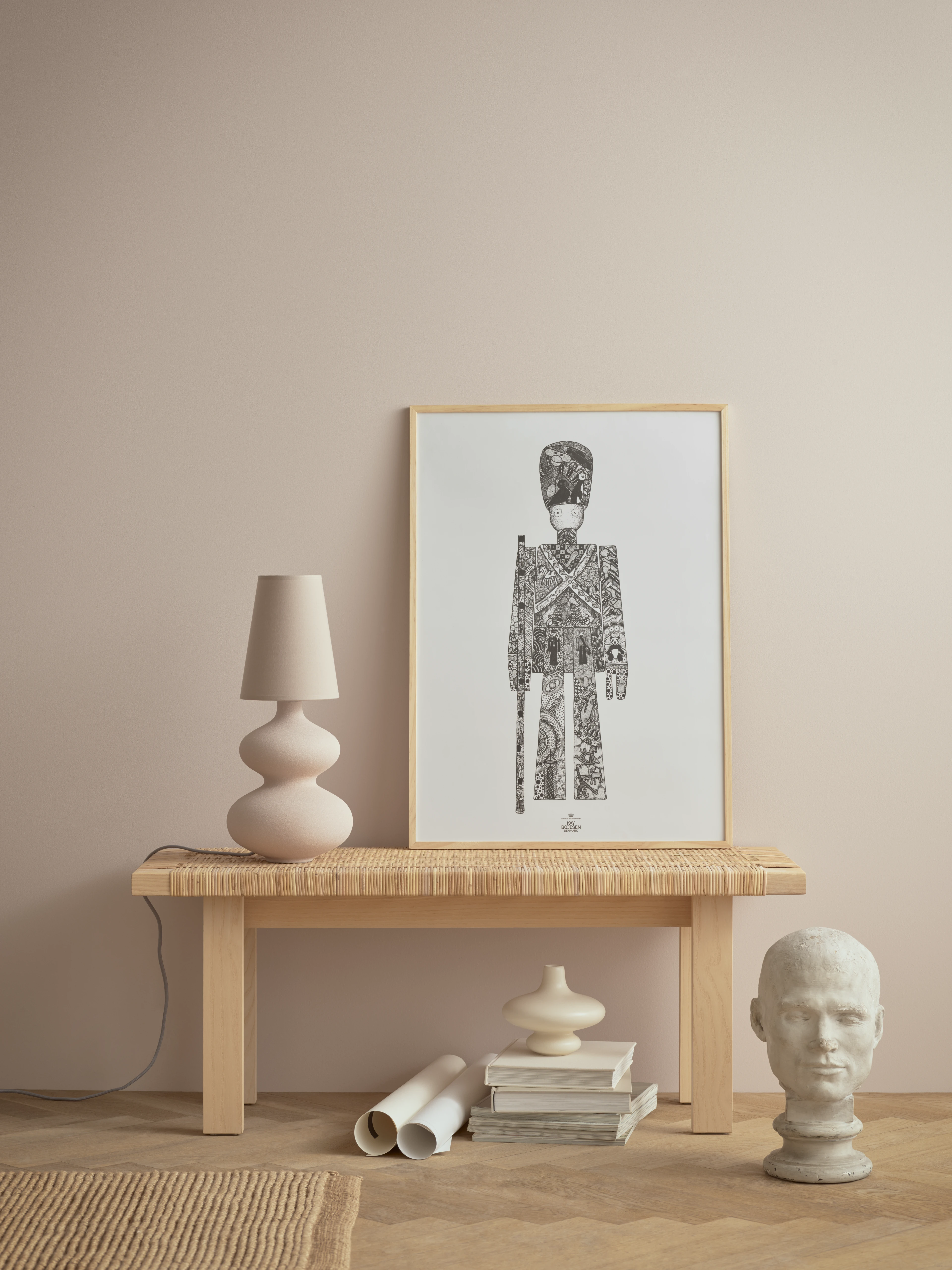 Teckand Menig, poster 50x70 cm från Kay Bojesen i färgen Svart/Vit, tillverkad av Papper