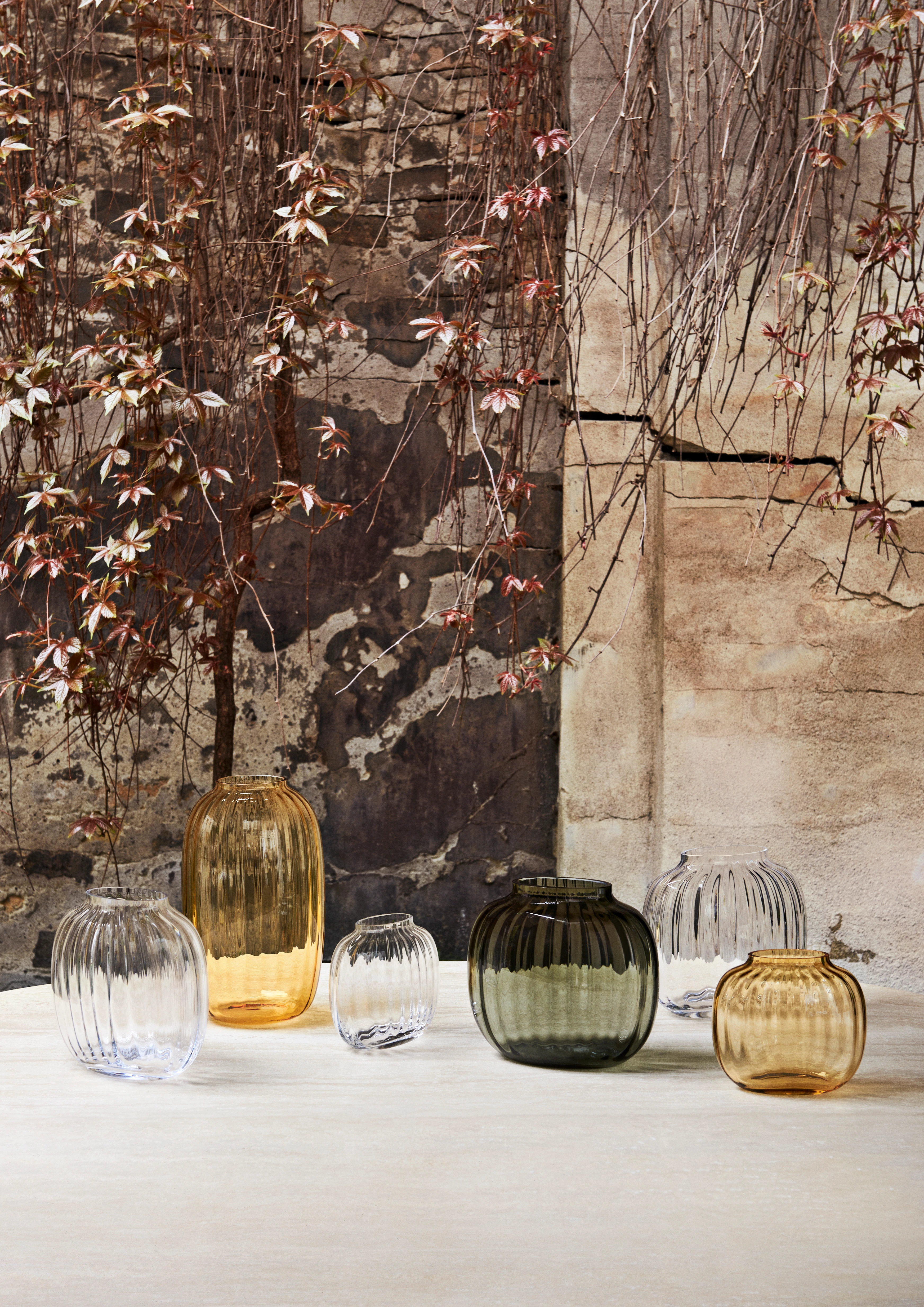 Vas H25.5 cm från Holmegaard i färgen Amber, tillverkad av Glas