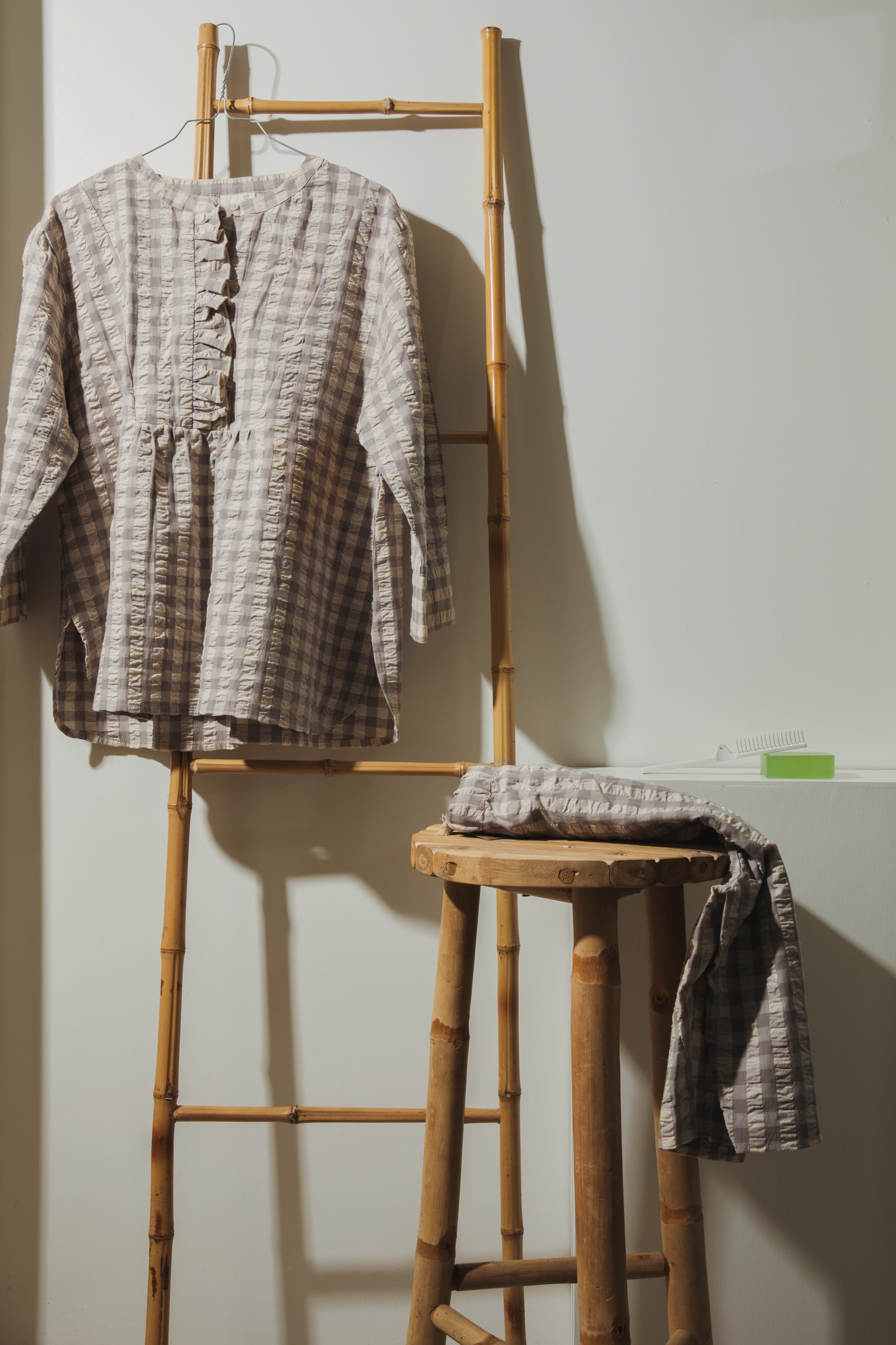 Irene shirt XS from JUNA in Grey/Birch color, made of Cotton