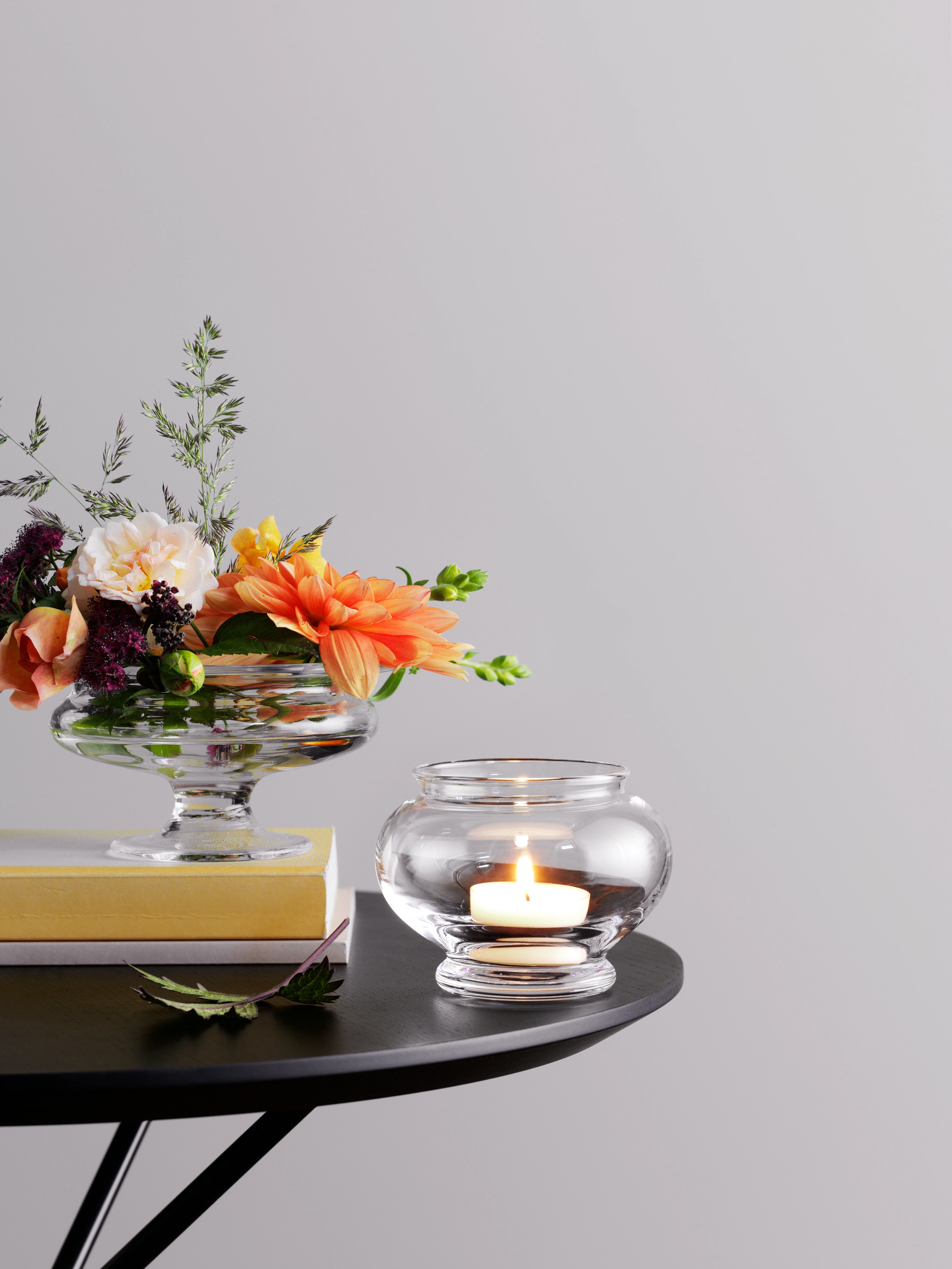 Fyrfadsstage Ø9 cm fra Holmegaard i farven Klar, lavet af Glas