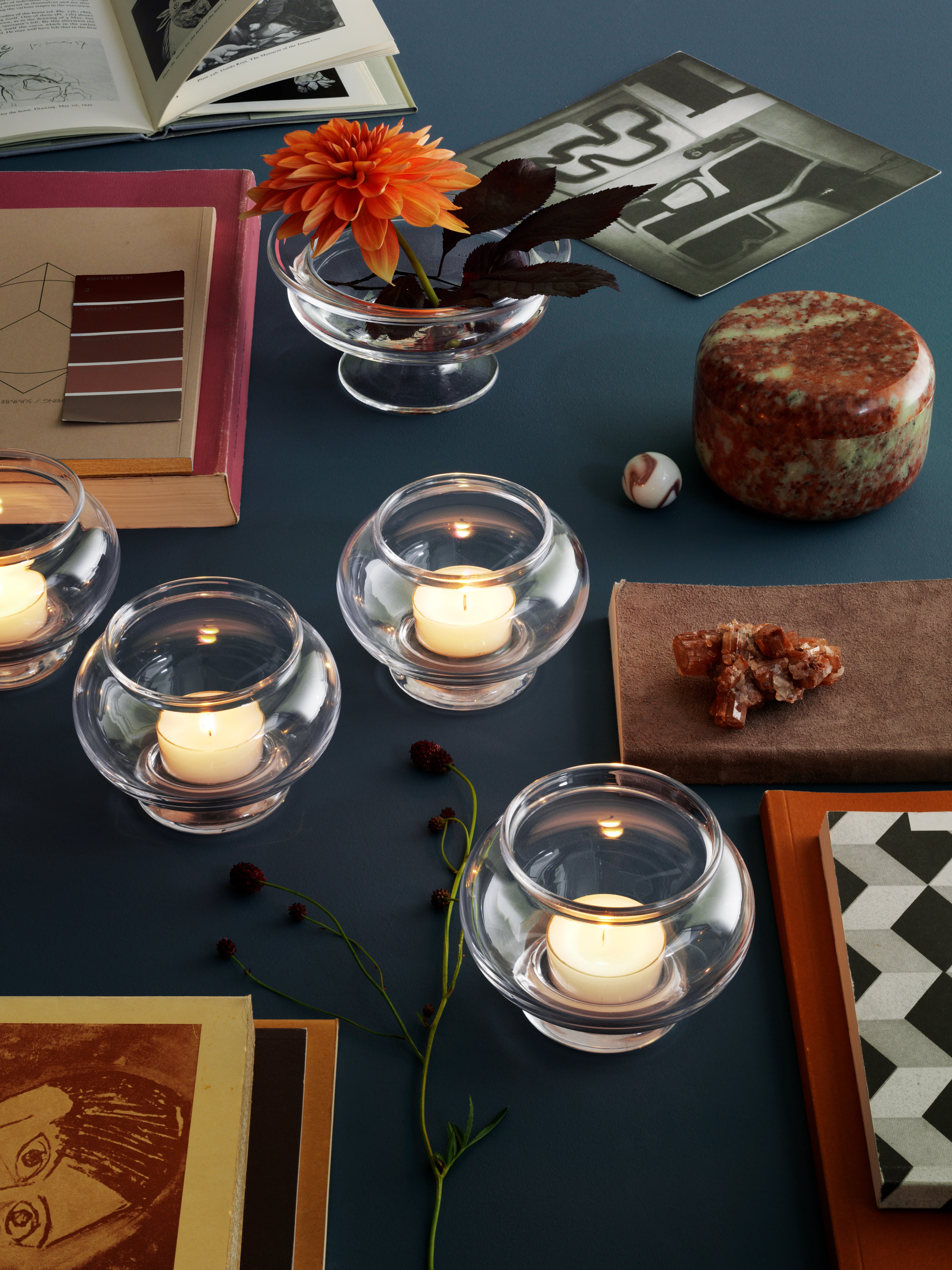 Fyrfadsstage Ø9 cm fra Holmegaard i farven Klar, lavet af Glas