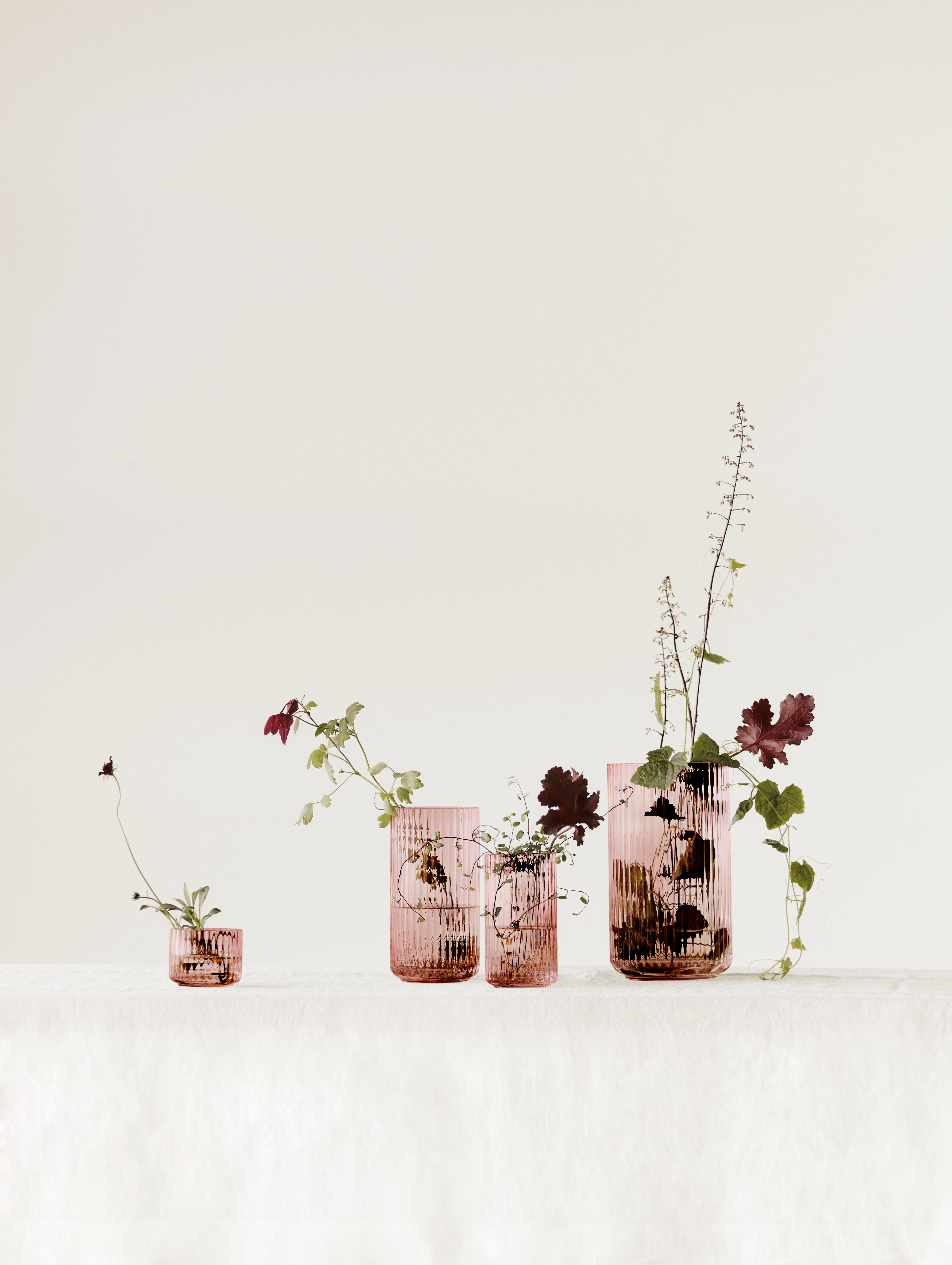 Vase H20.5 cm from Lyngby Porcelæn in Burgundy color, made of Glass