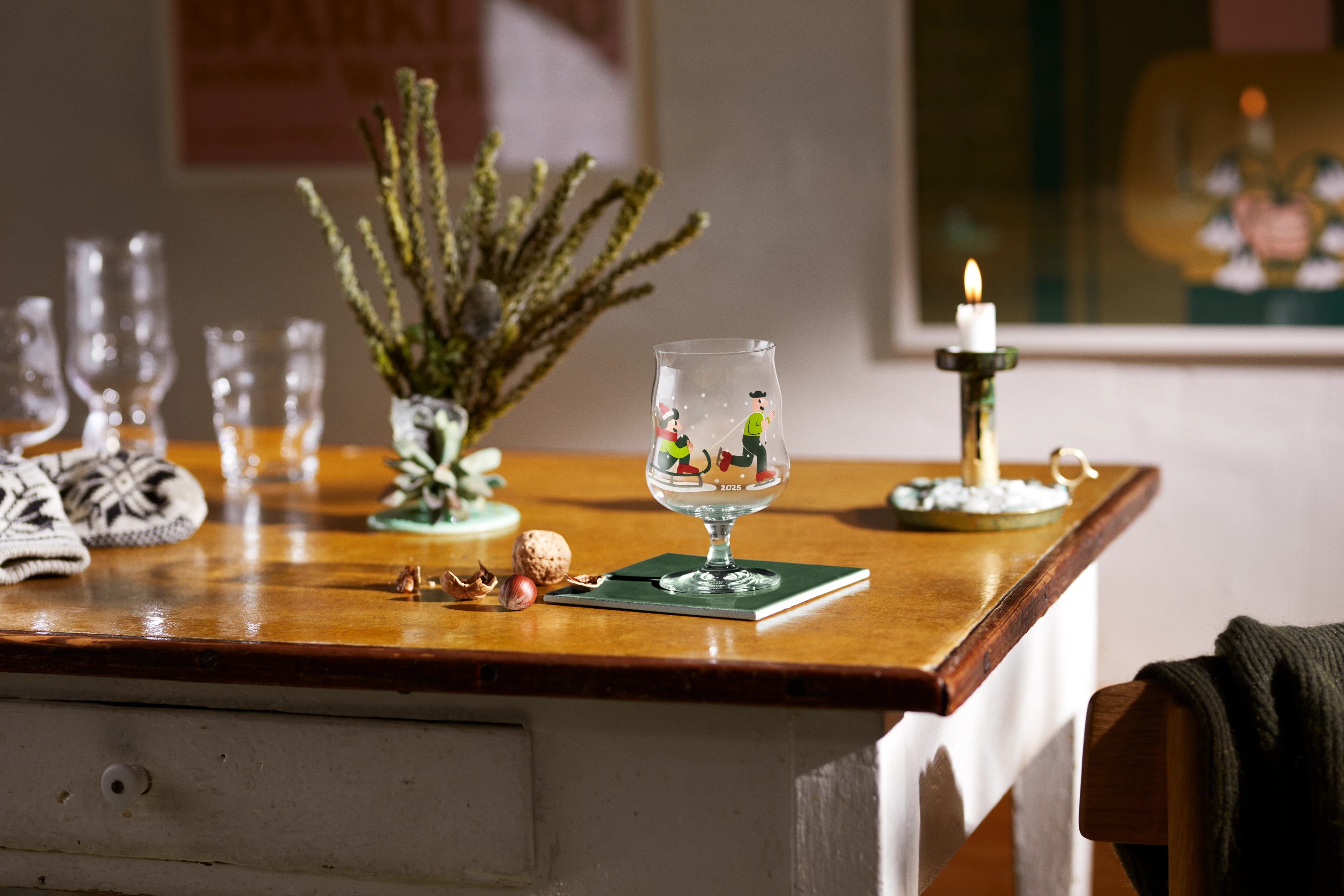 Universal Beer Glas Christmas 2025 40 cl from Holmegaard in Clear w. deco color, made of Glass