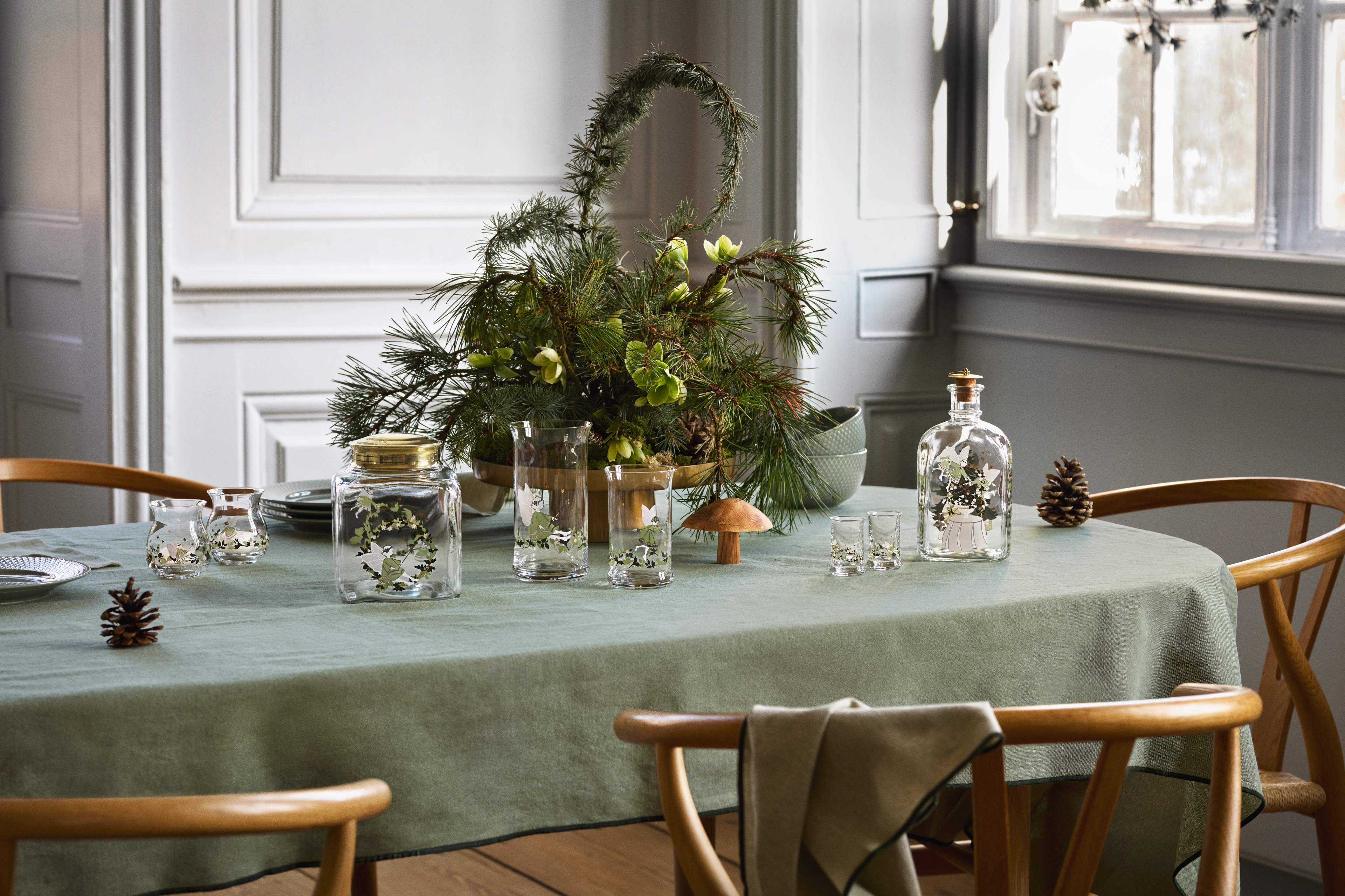 Holmegaard Christmas Glas och flaska designat av Jette Frölich