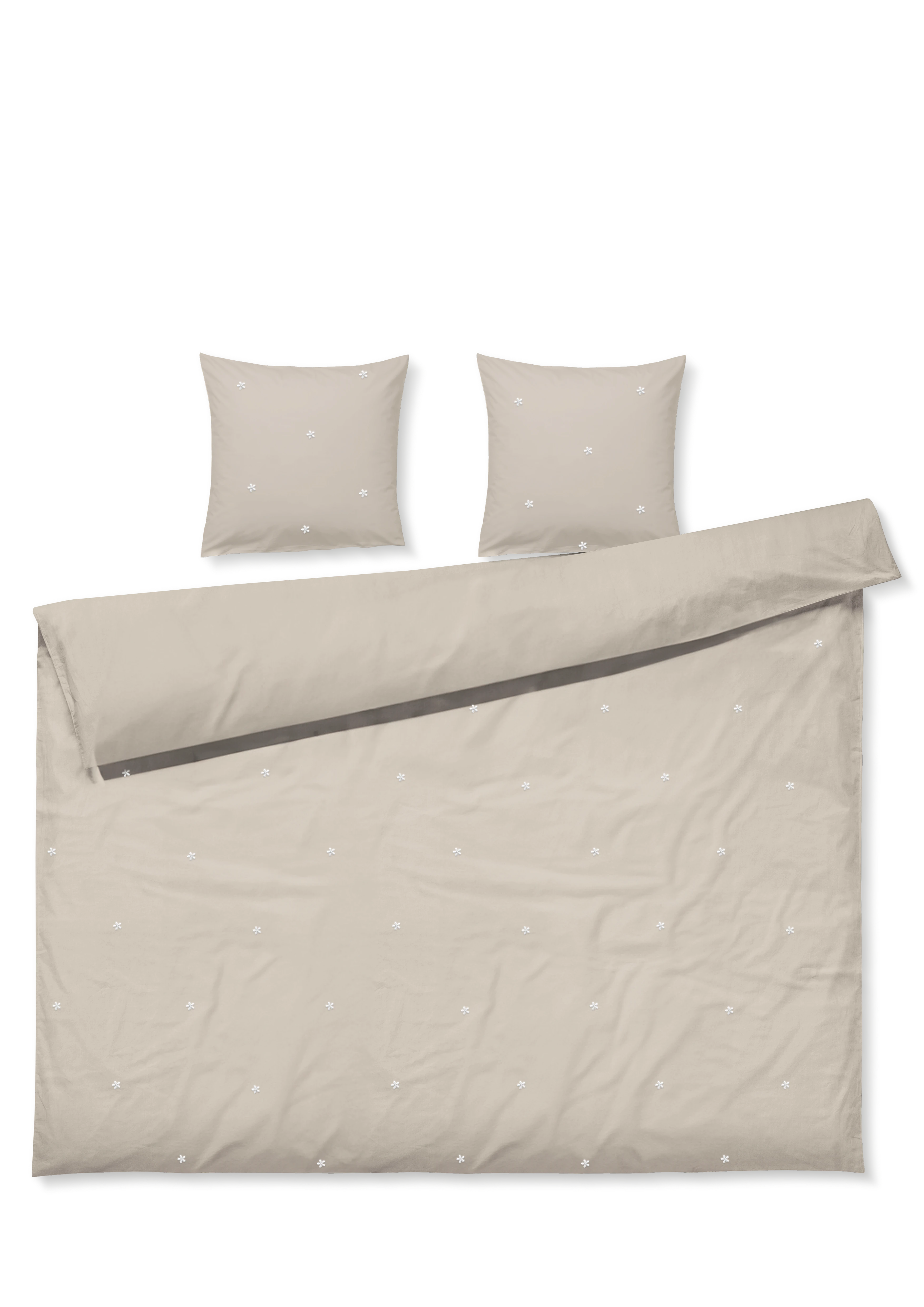 Bettwäsche 200x220 cm von JUNA in der Farbe Beige/Weiss, hergestellt aus Baumwolle