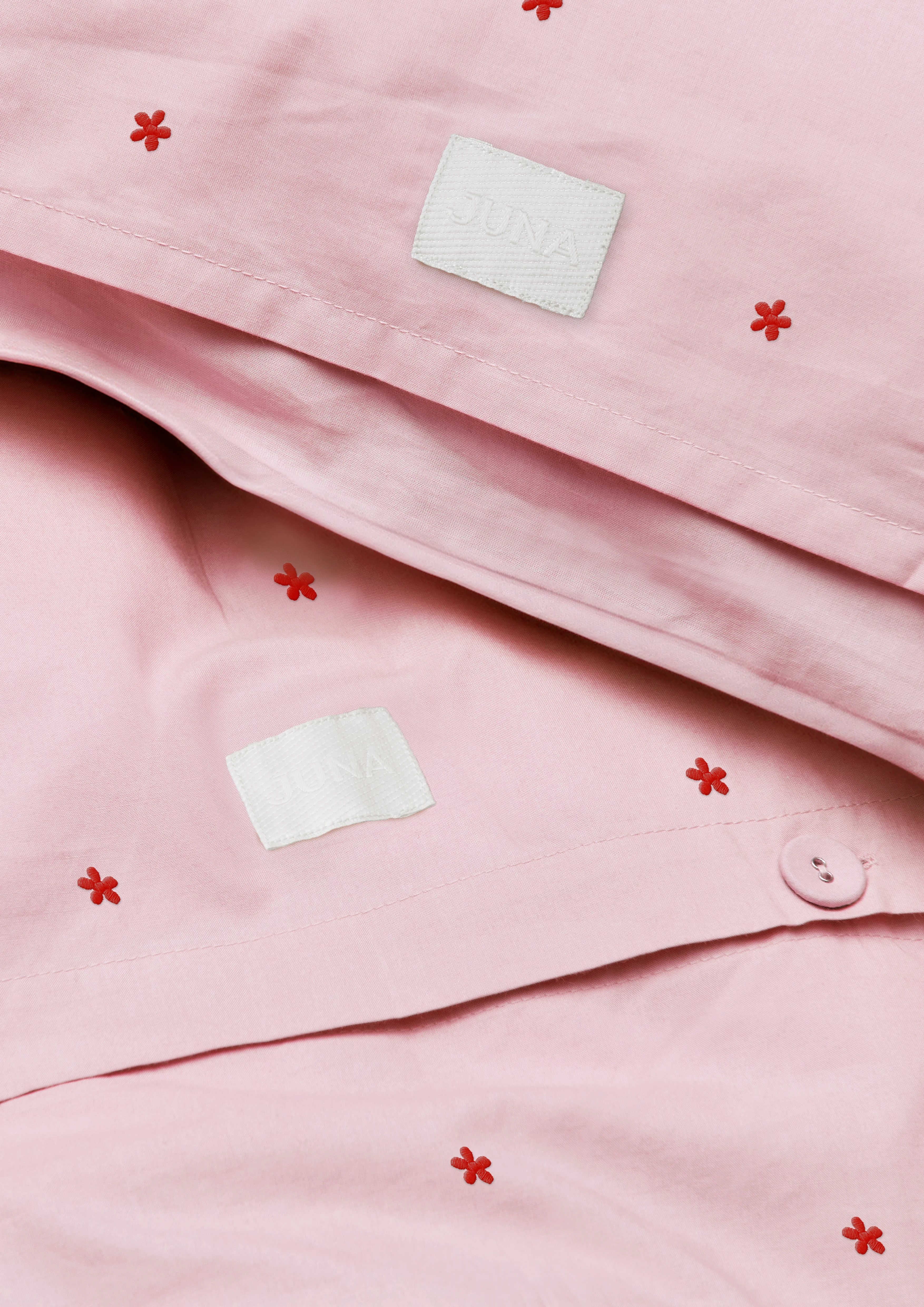 Bed linen 220x220 cm from JUNA in Pink/Red color, made of Cotton