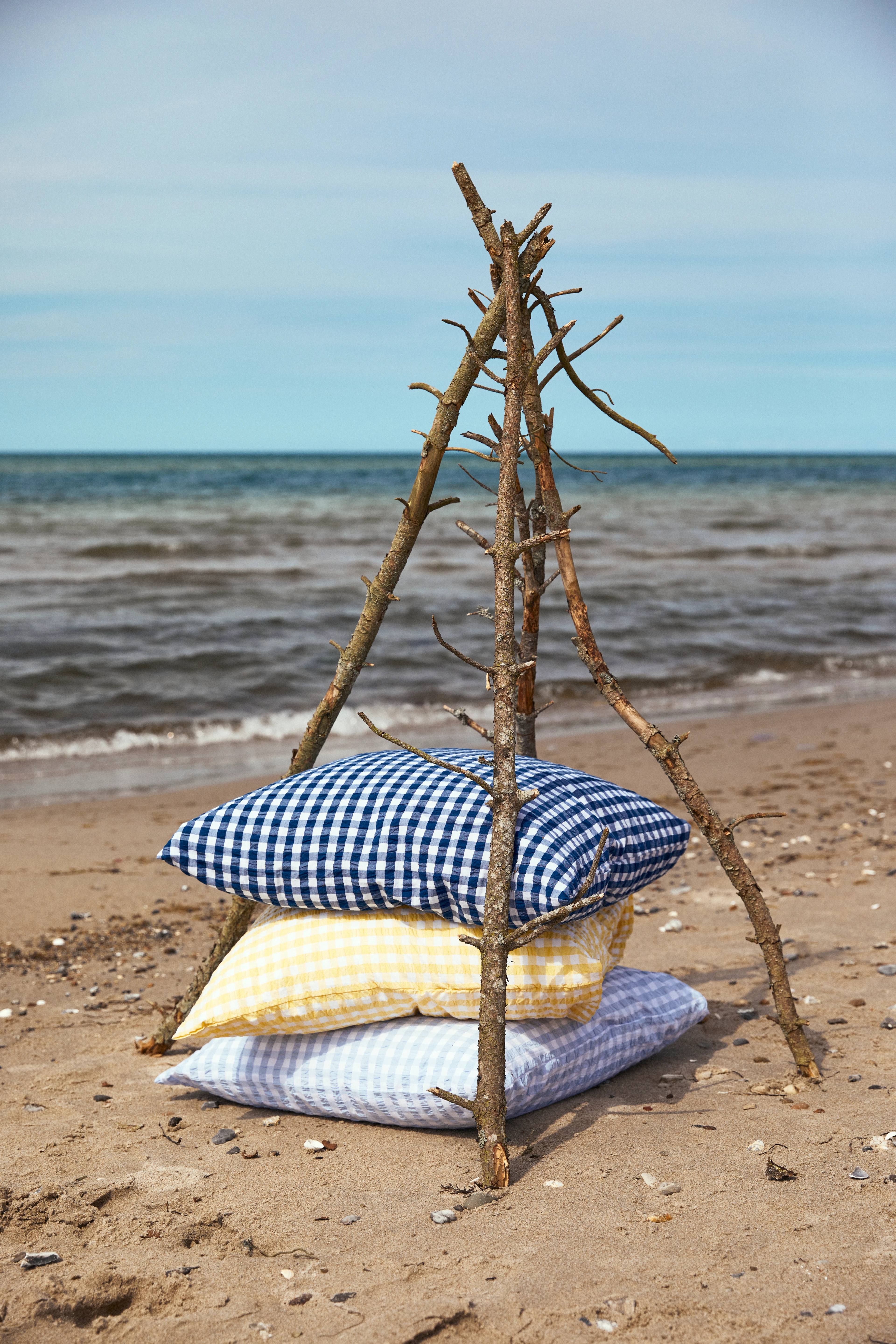 Pillowcase 60x50 cm from JUNA in Dark blue/White color, made of Cotton