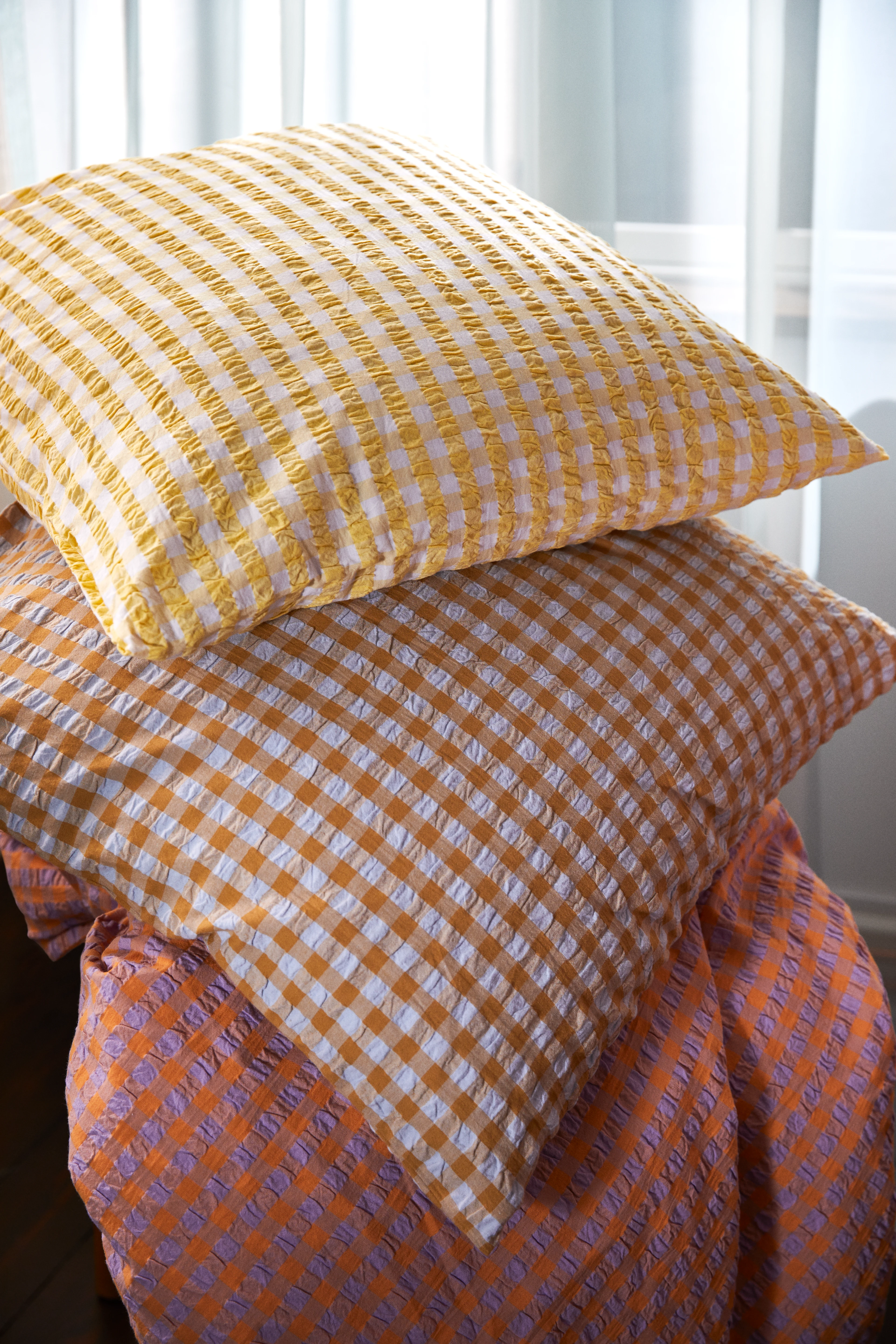 Pillowcase 63x60 cm from JUNA in Yellow/White color, made of Cotton