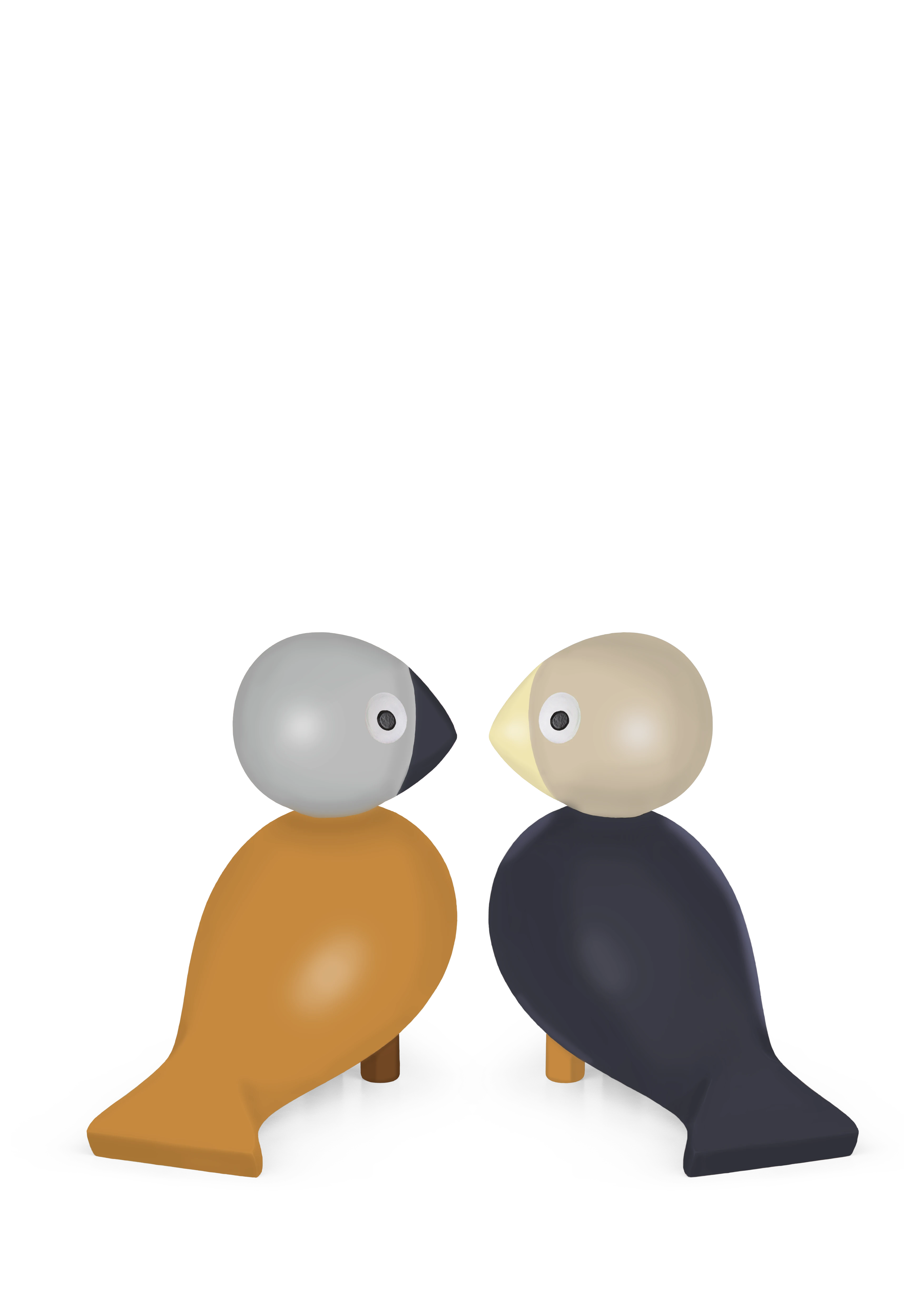 You & Me Lovebirds H9 cm 1 set from Kay Bojesen in Coal/Dark Ochre color, made of Wood