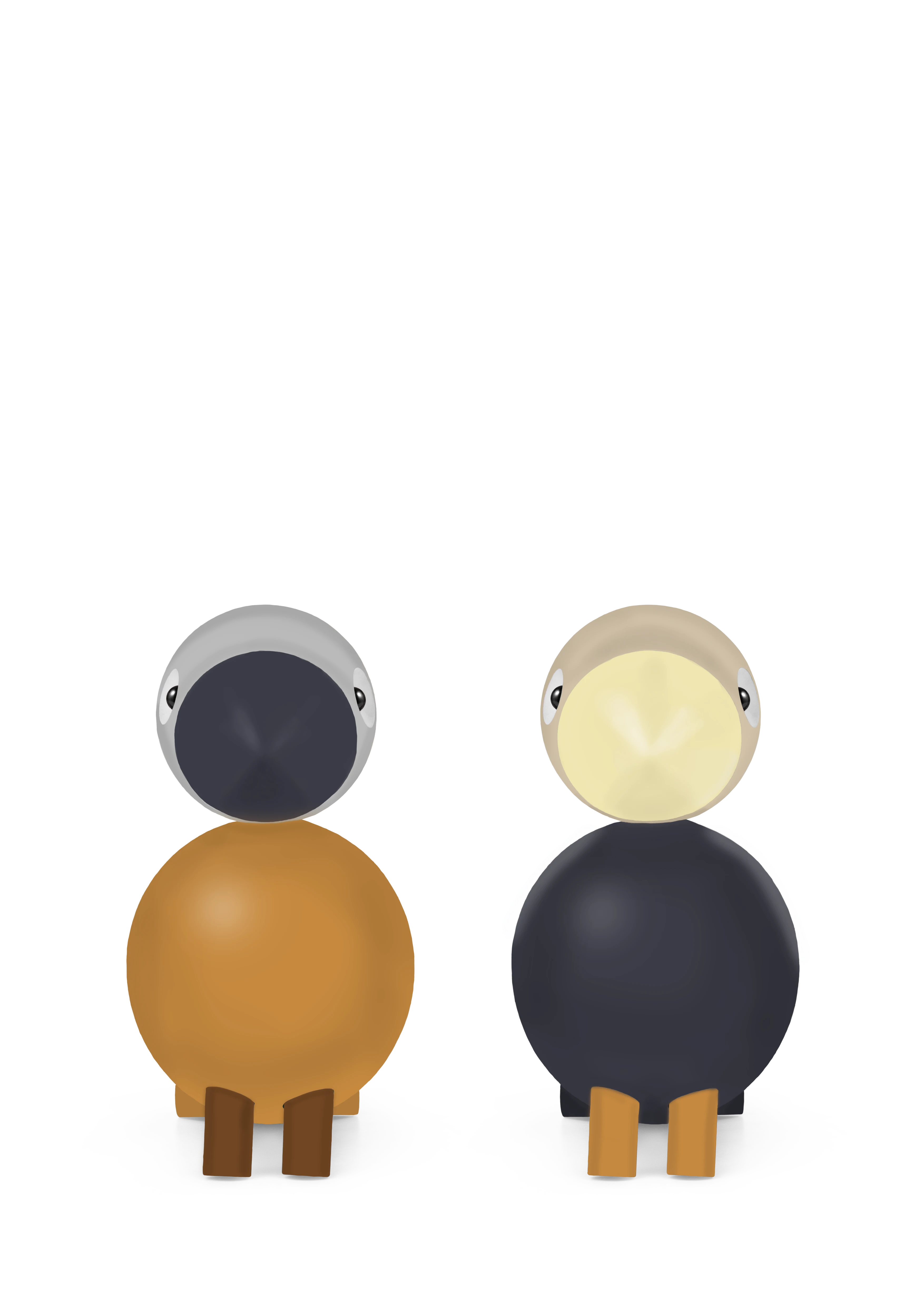 You & Me Lovebirds H9 cm 1 set from Kay Bojesen in Coal/Dark Ochre color, made of Wood