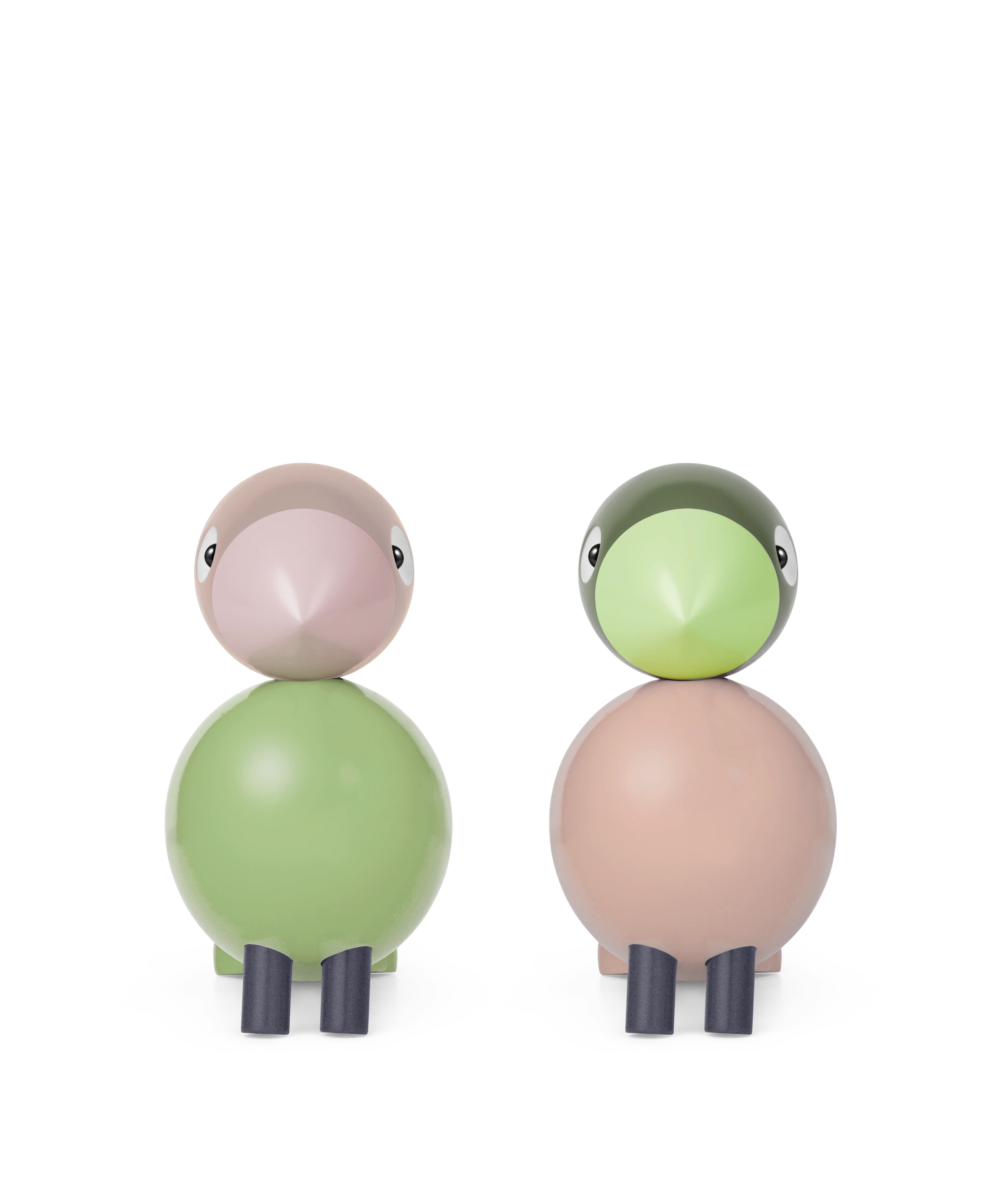 Lovebirds H9 cm 1 pair from Kay Bojesen in Light Green/Rose color, made of Wood