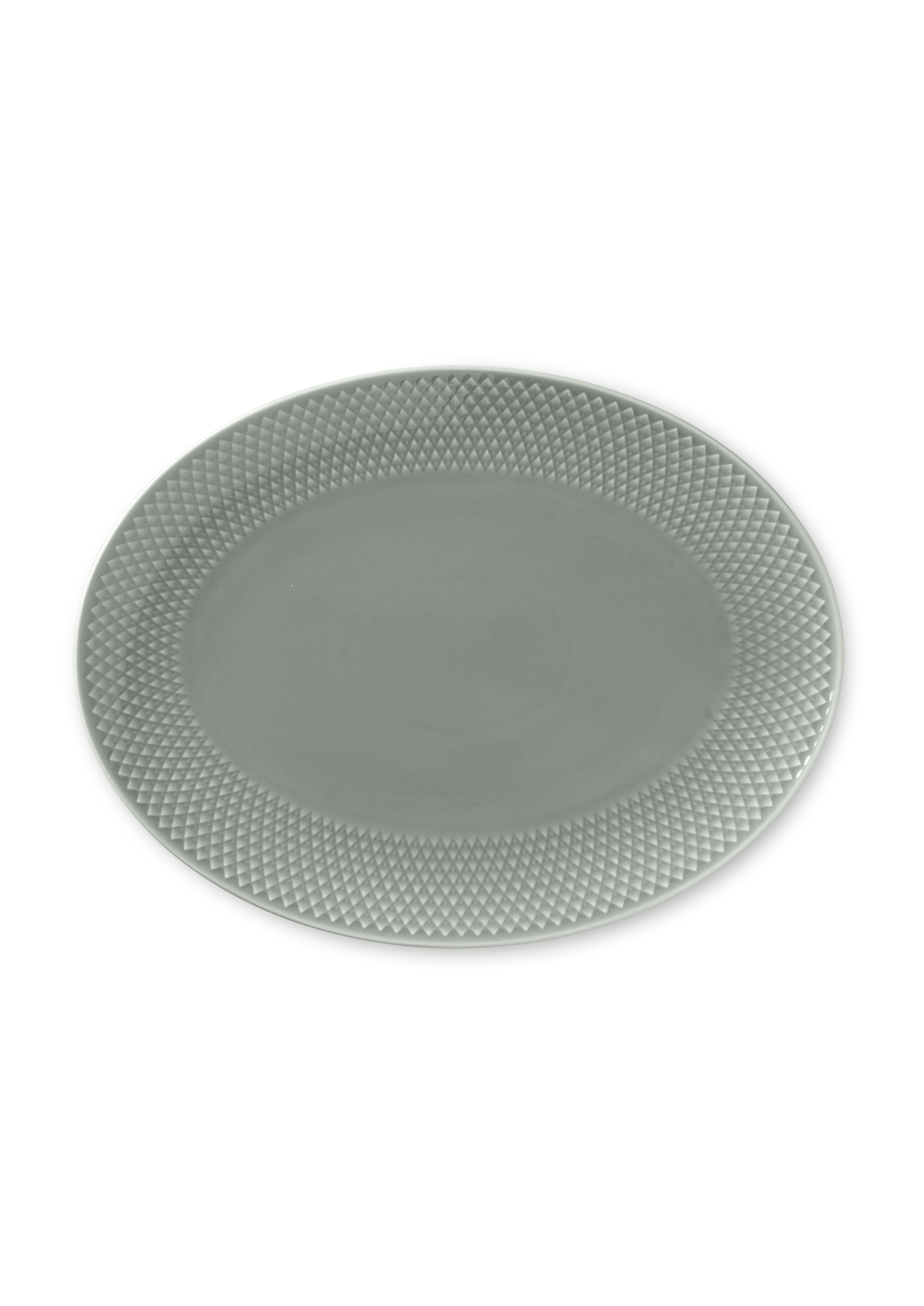 Ovale Servierplatte 28.5x21.5 cm von Lyngby Porcelæn in der Farbe Moss, hergestellt aus Keramik