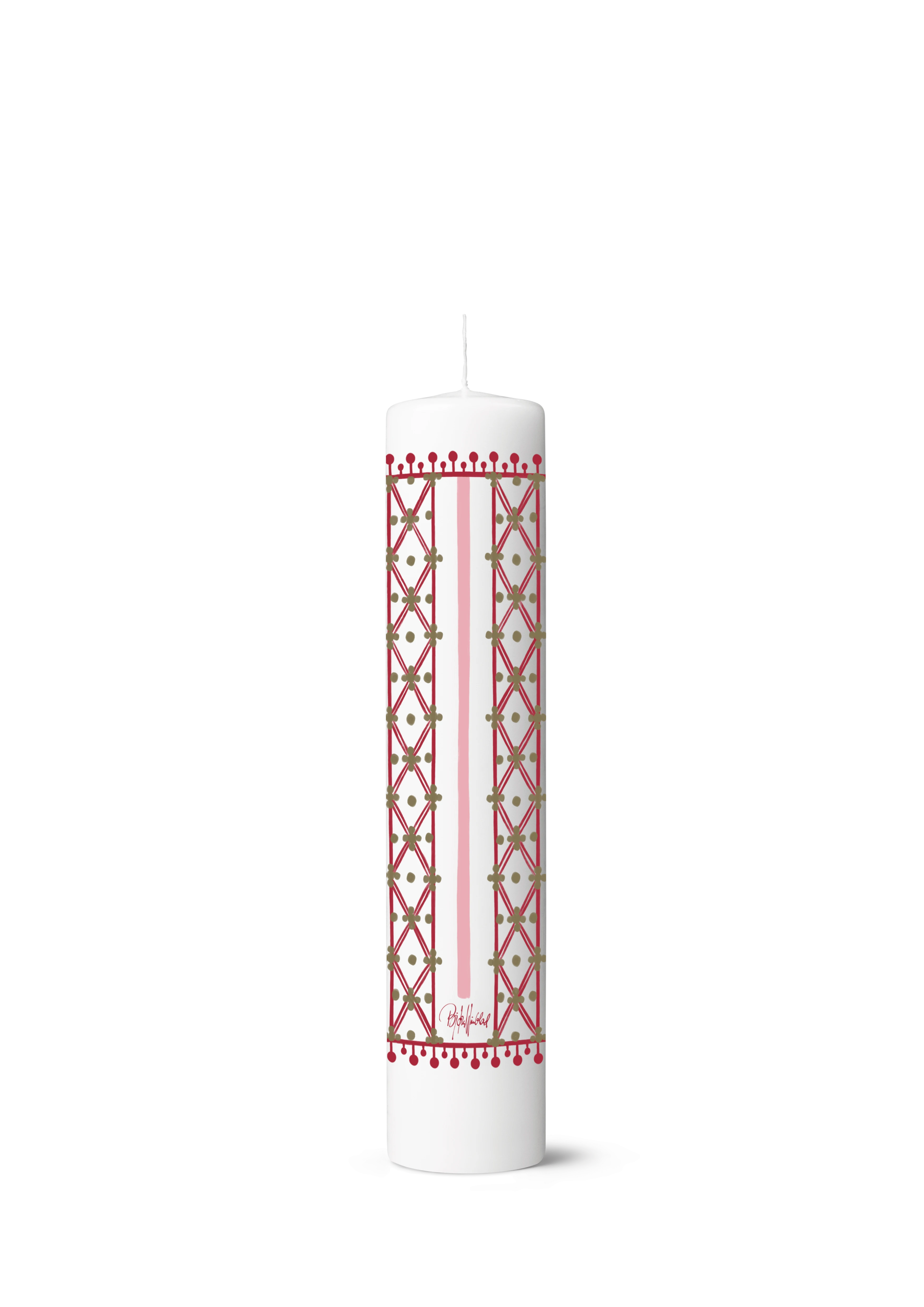 Advent Candle 2025 Ø5 cm from Bjørn Wiinblad in White w. deco color, made of Paraffin