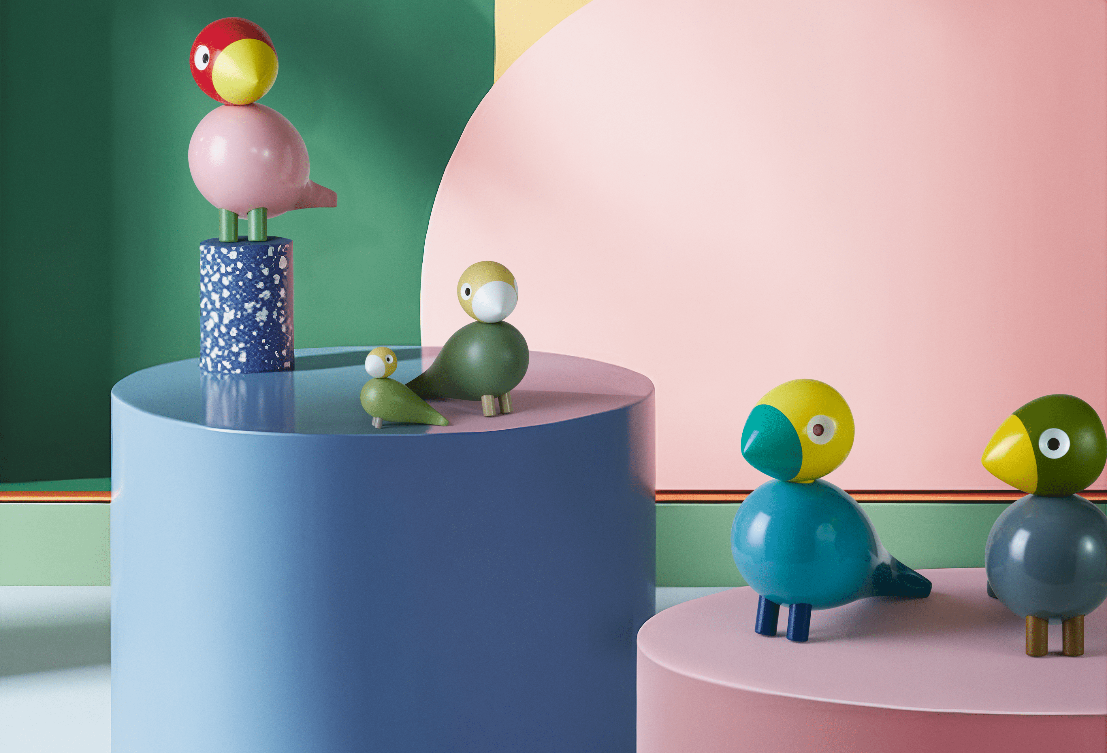 Kay Bojesen Liv & Lykke 1 pair in Green from serie Birds