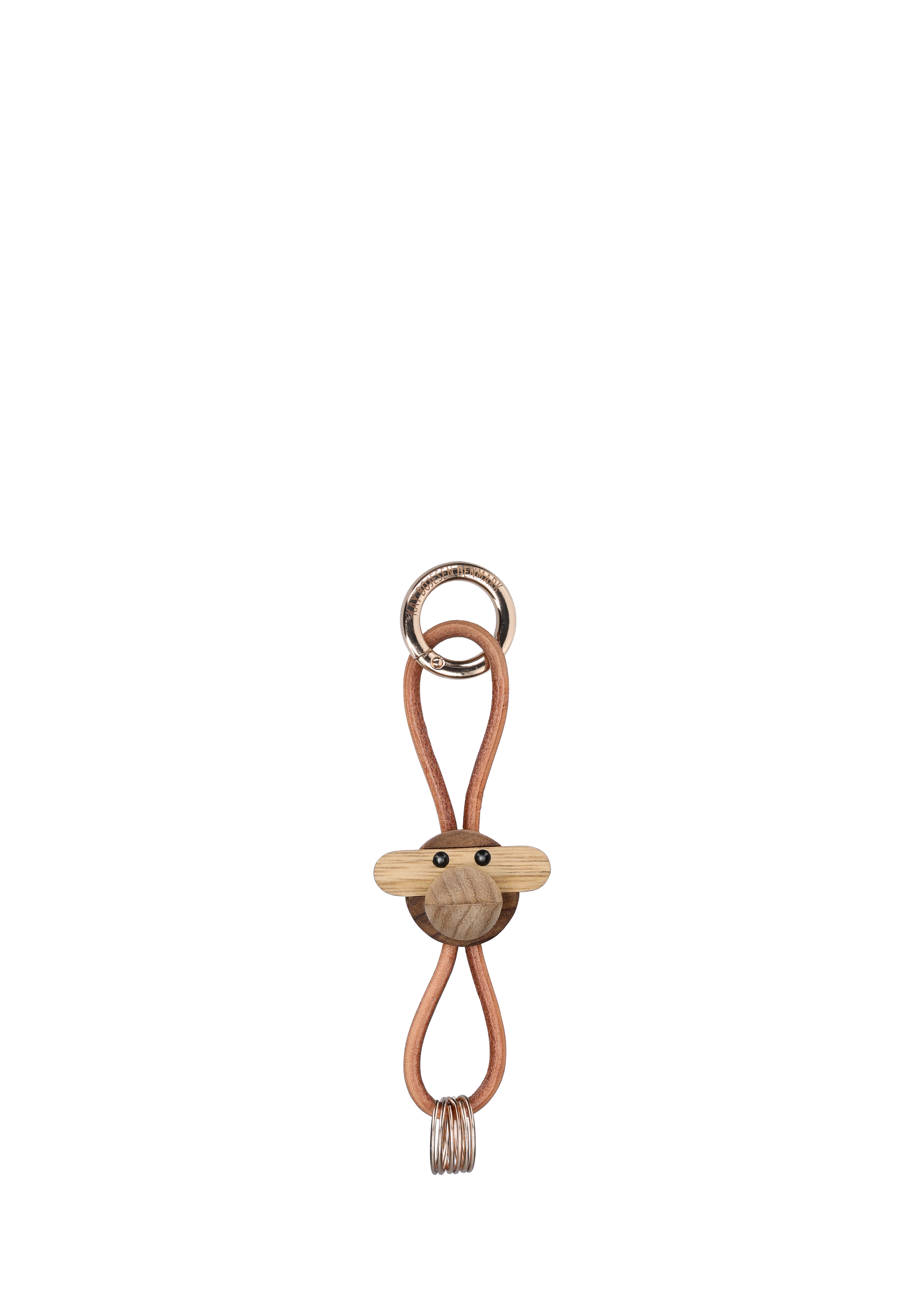 Kay Bojesen Monkey Keychain with Leather in Teak/Limba