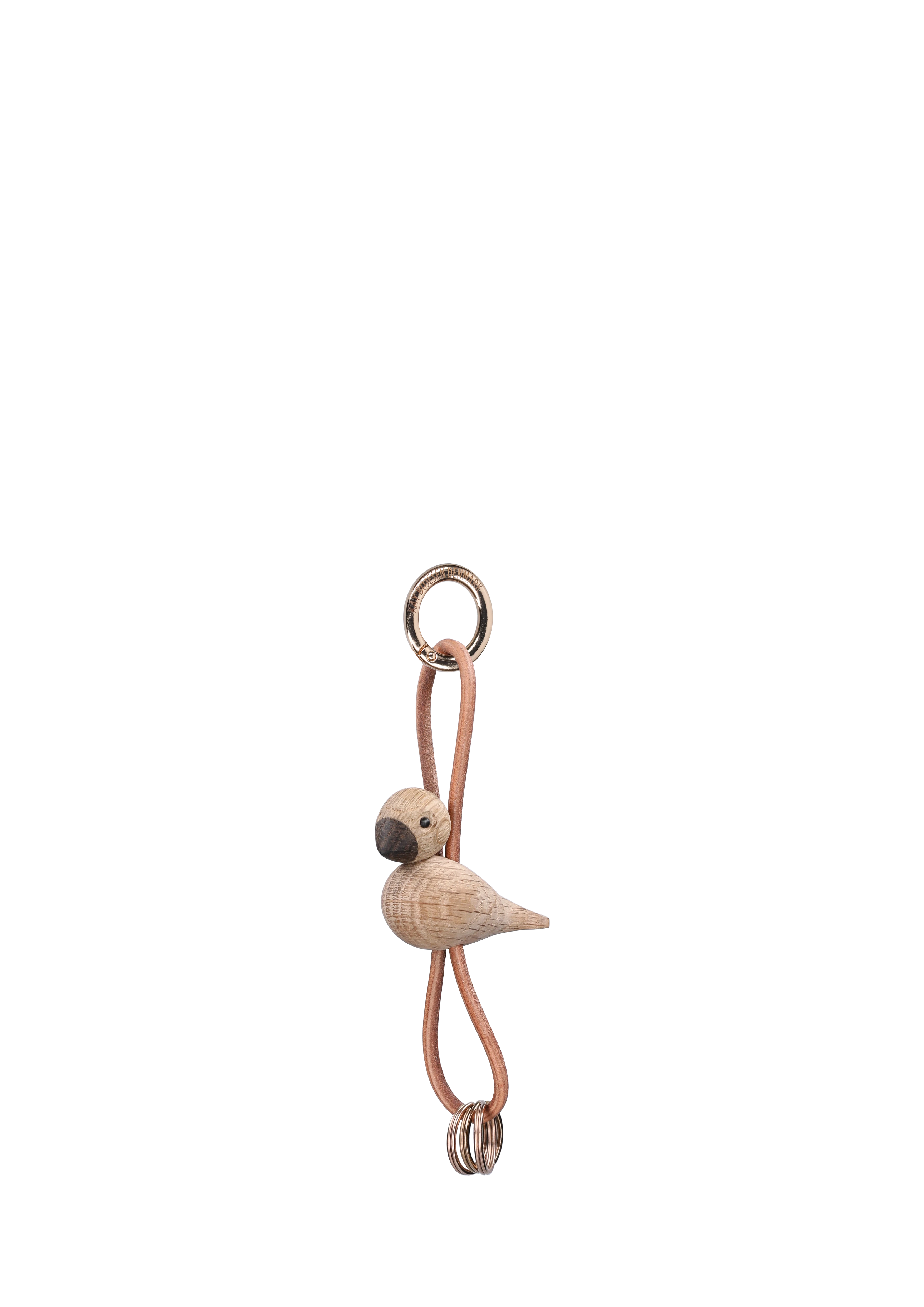 Bird golden metal Keychain with Natural Leather
