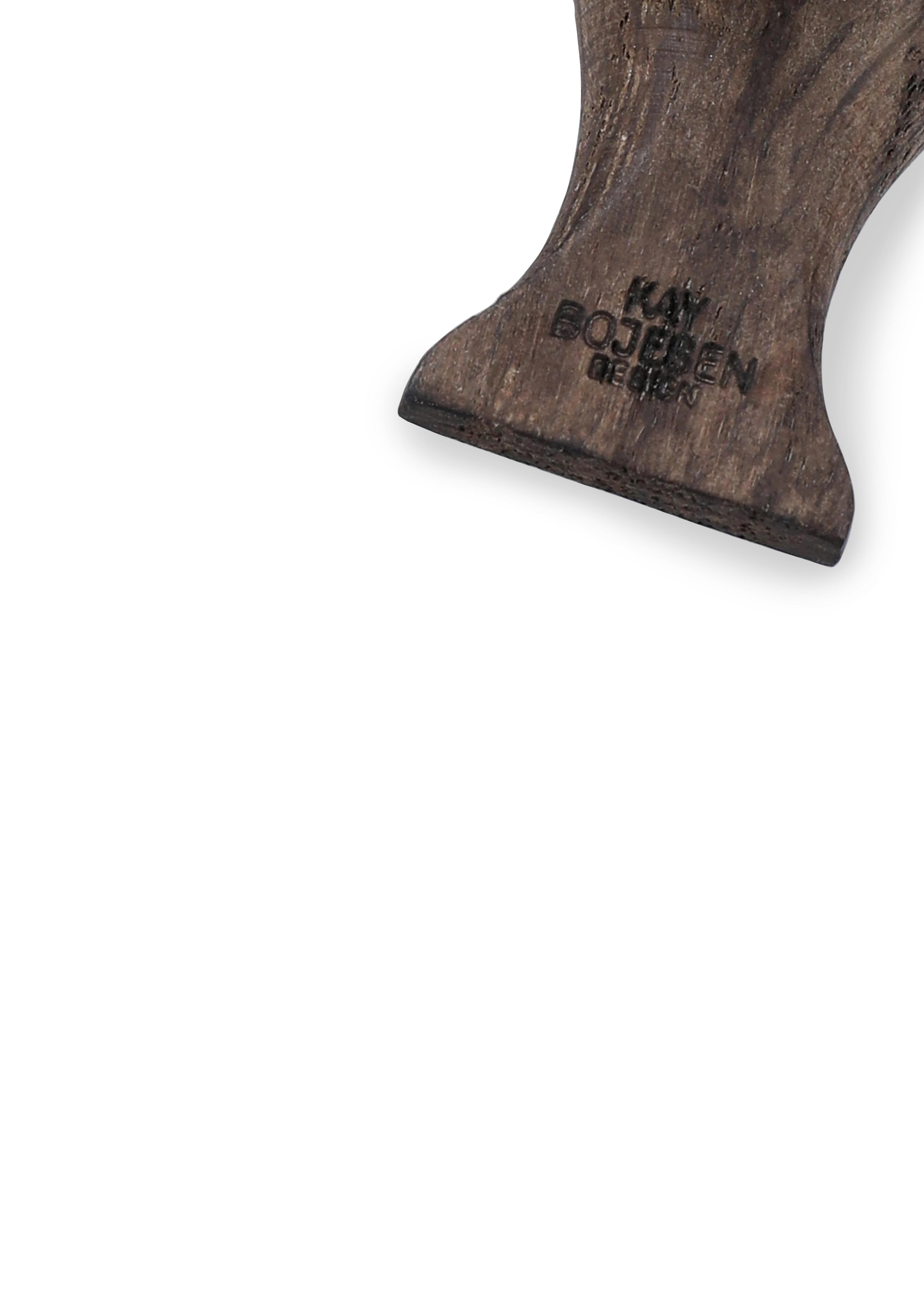 Fugl sølvtonet metall nøkkelring med svart lær fra Kay Bojesen i fargen Røkt eik, laget av Tre