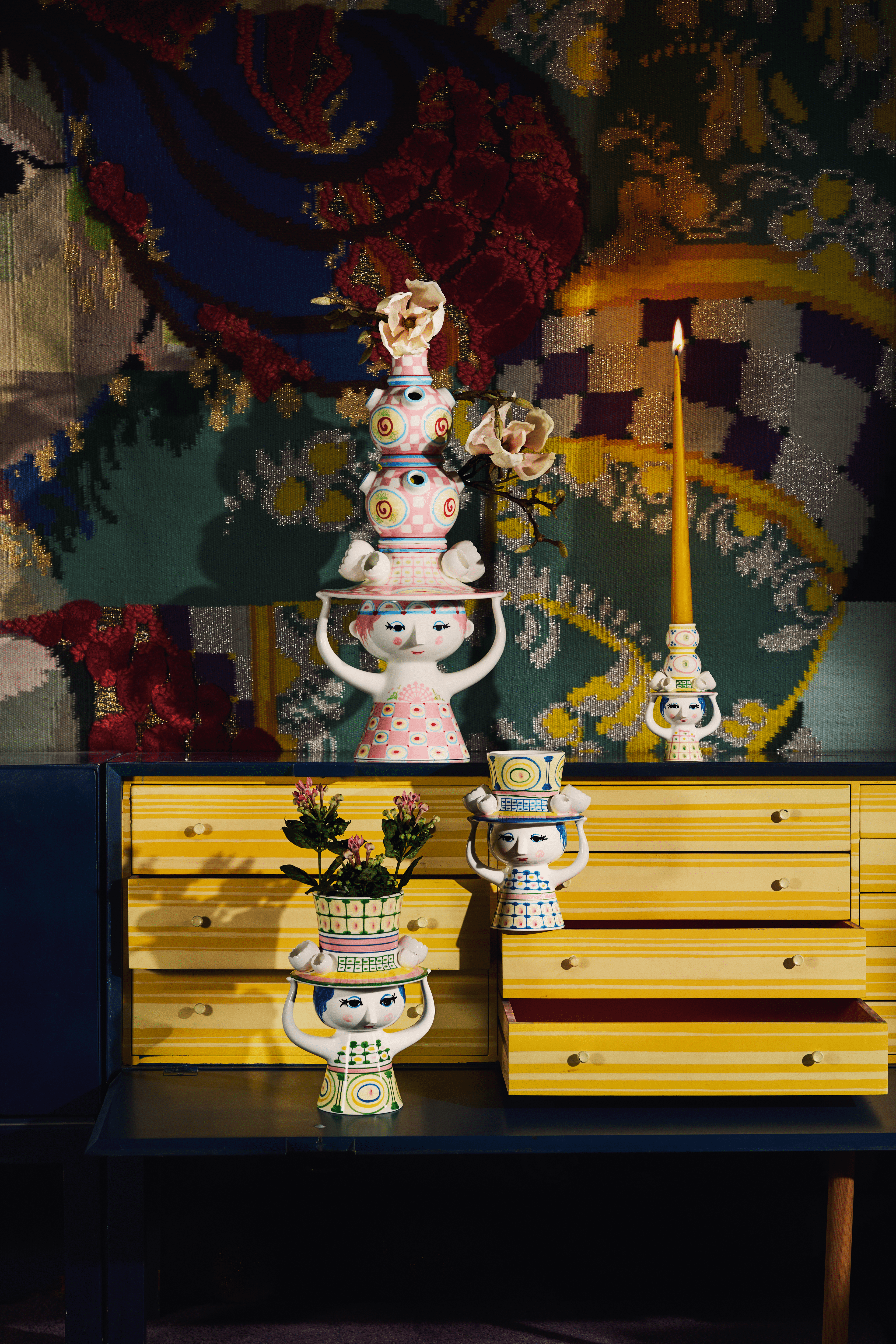 Bjørn Wiinblad Candle holder H16 cm in Pink